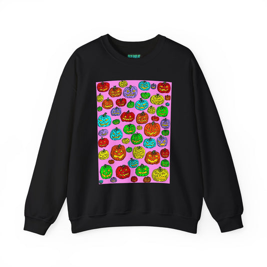 Colorful Pumpkin Crewneck Sweatshirt for Fall Celebrations