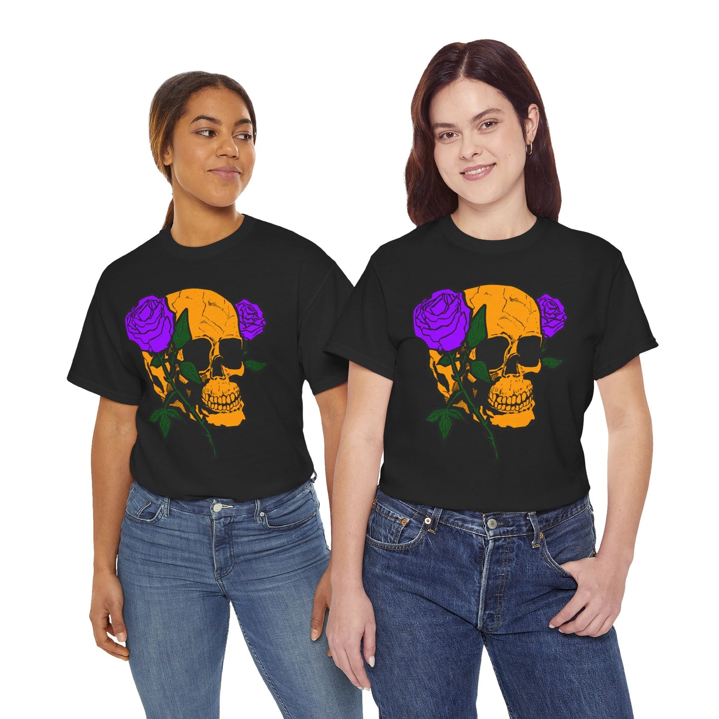 Skull and Roses Unisex Tee, Gothic Aesthetic Shirt, Vintage Graphic T-Shirt, Streetwear Essentials, Edgy Casual Wear