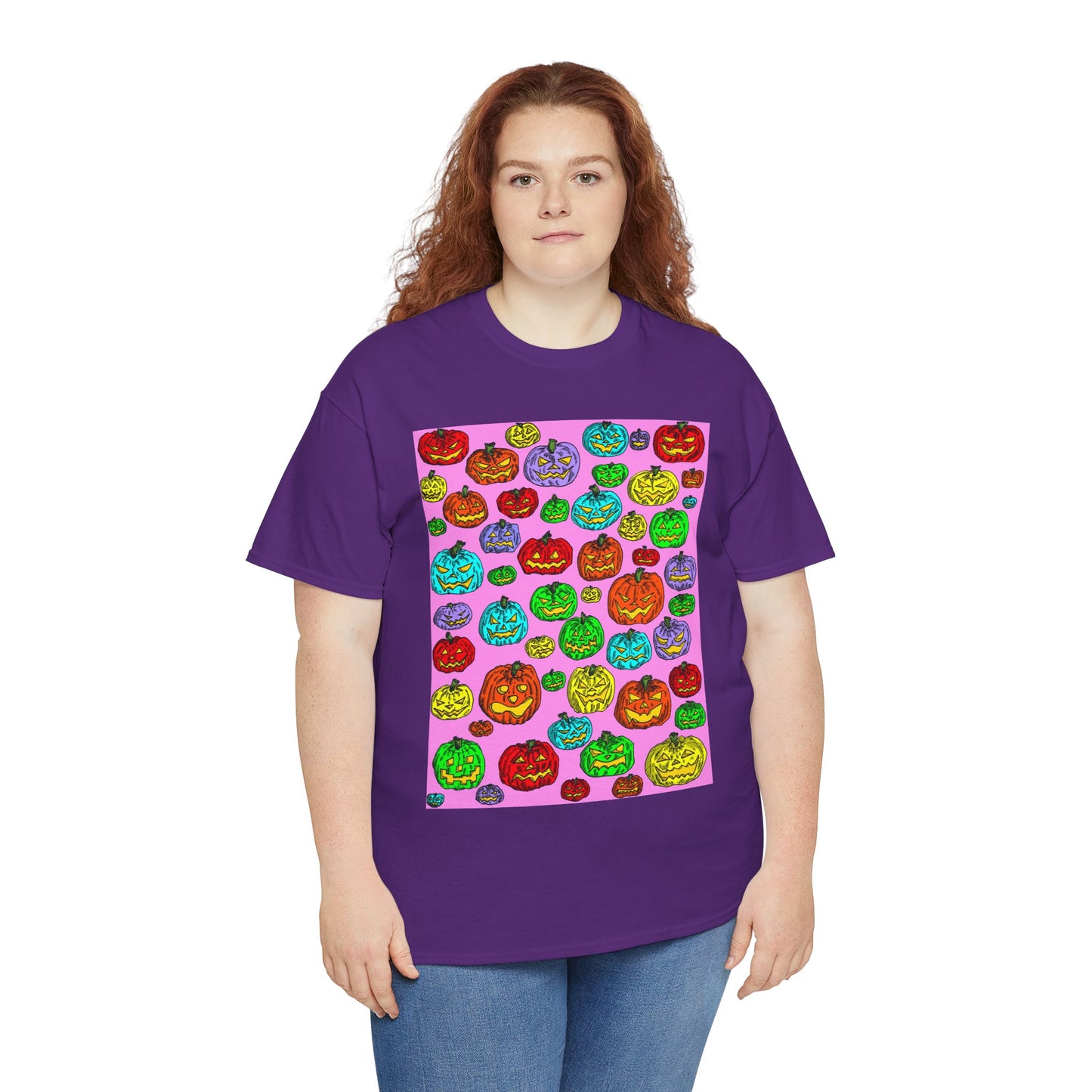 Colorful Pumpkin Graphic Tee, Unisex Cotton T-Shirt, Halloween Costume, Fall Apparel, Trendy Graphic Shirt, Casual Wear