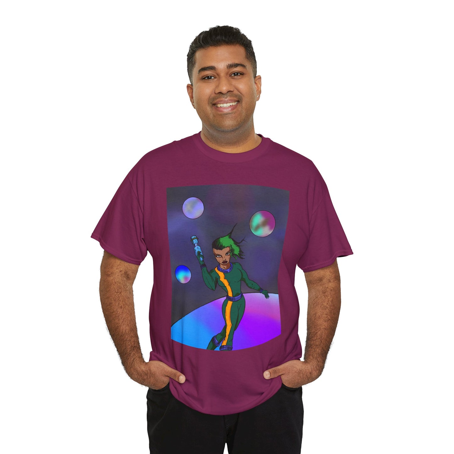 Cosmic Hero Vibe Tee - Unisex Heavy Cotton Tee, Space Art Shirt, Retro Sci-Fi T-Shirt, Gift for Space Lovers, Unique Graphic Tee