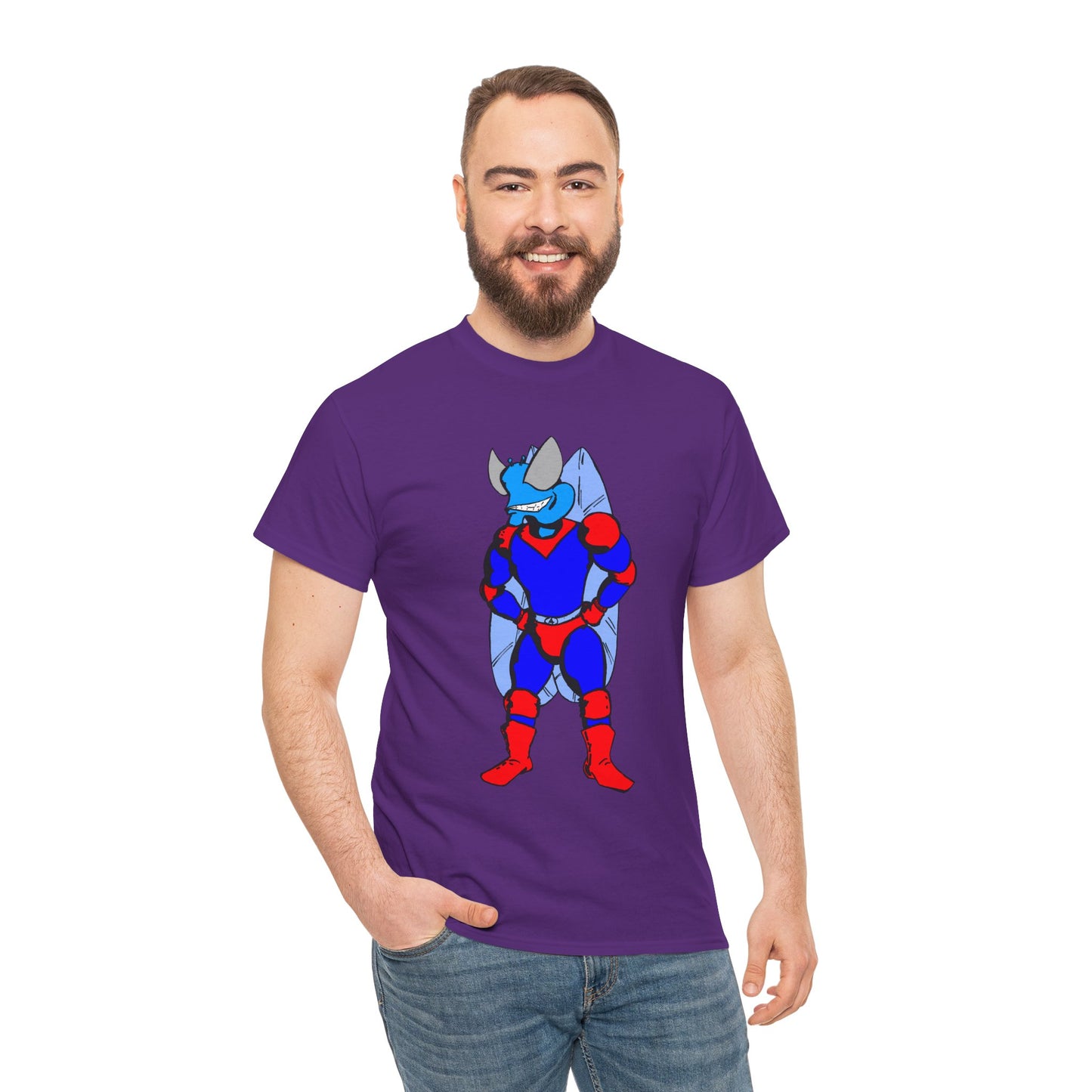 Astro-Fly Hero Graphic Tee - Blue & Red Superhero T-Shirt
