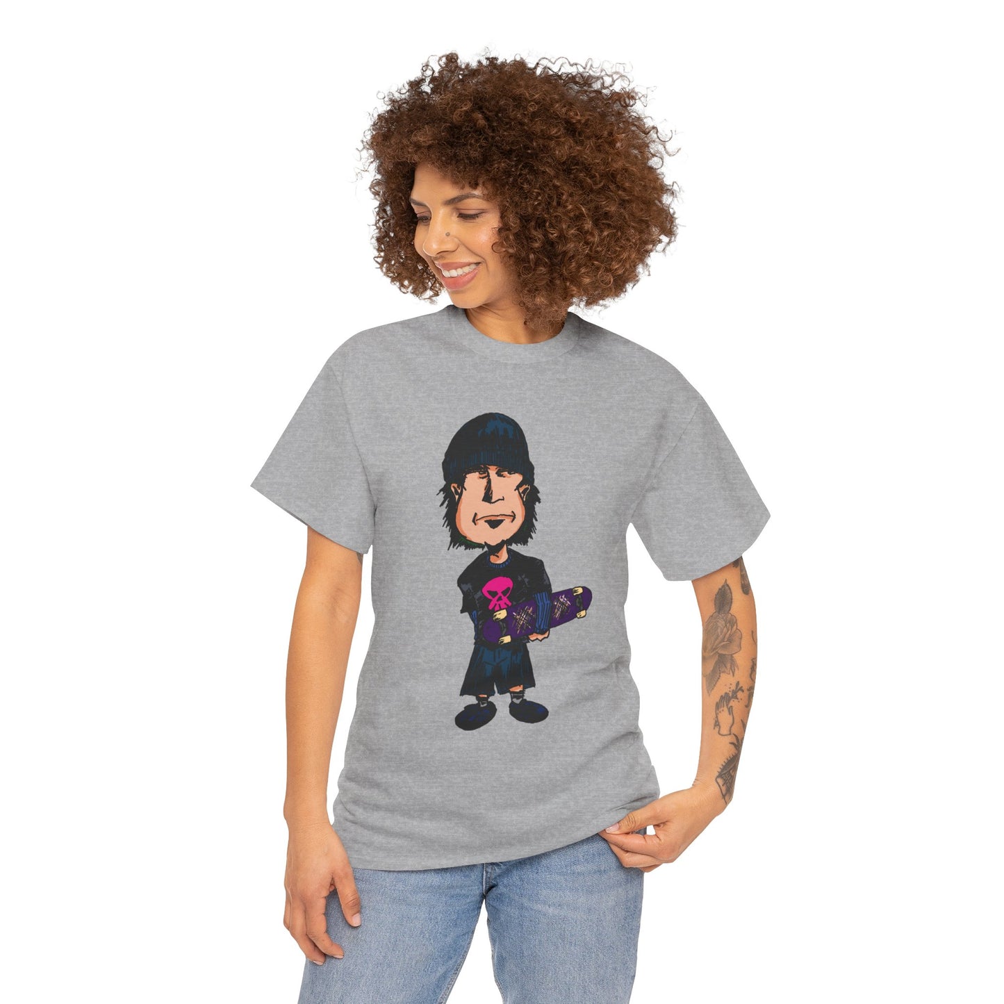 Rude Skater Dude - Skate Punk - Skater Kid Cartoon T‑Shirt — Cute Skateboarder Graphic Tee