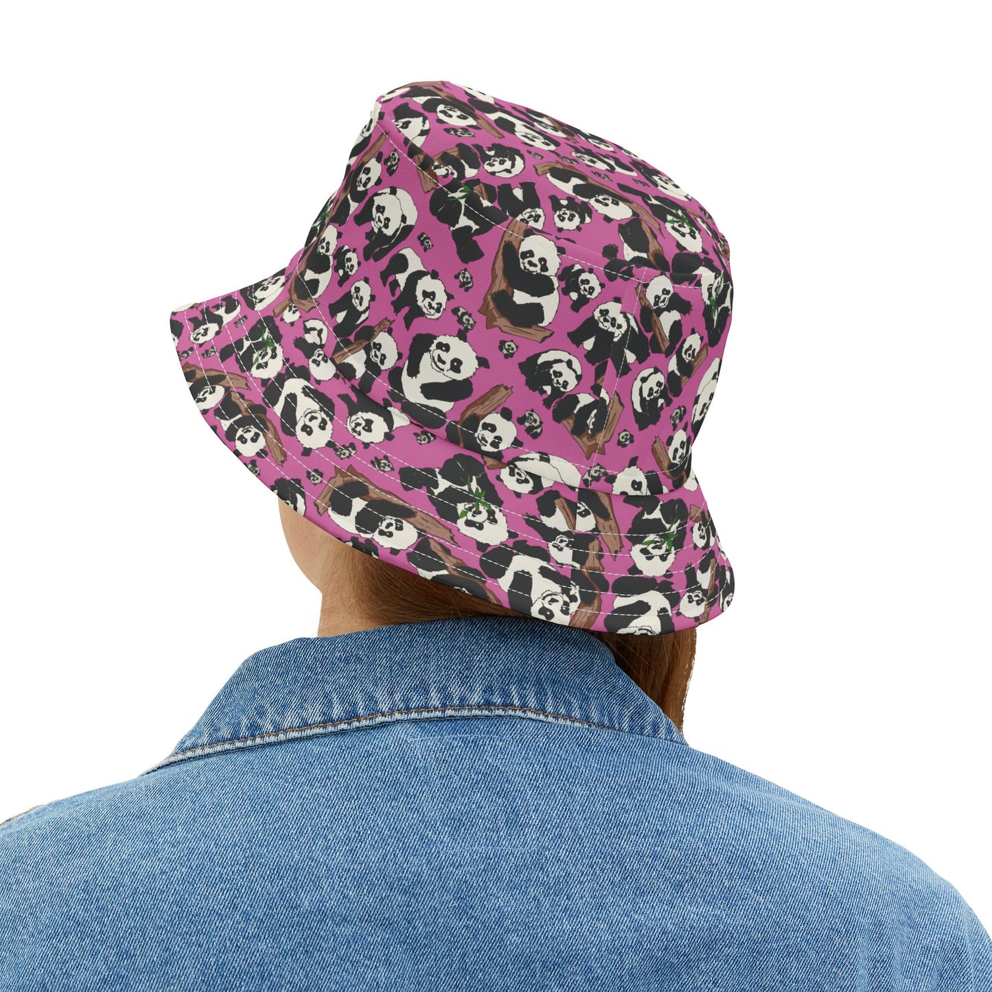 Panda Print Bucket Hat, Cute Summer Accessory, Trendy Outdoor Wear, Gift for Animal Lovers, Festival Style Hat, Beach Accessory