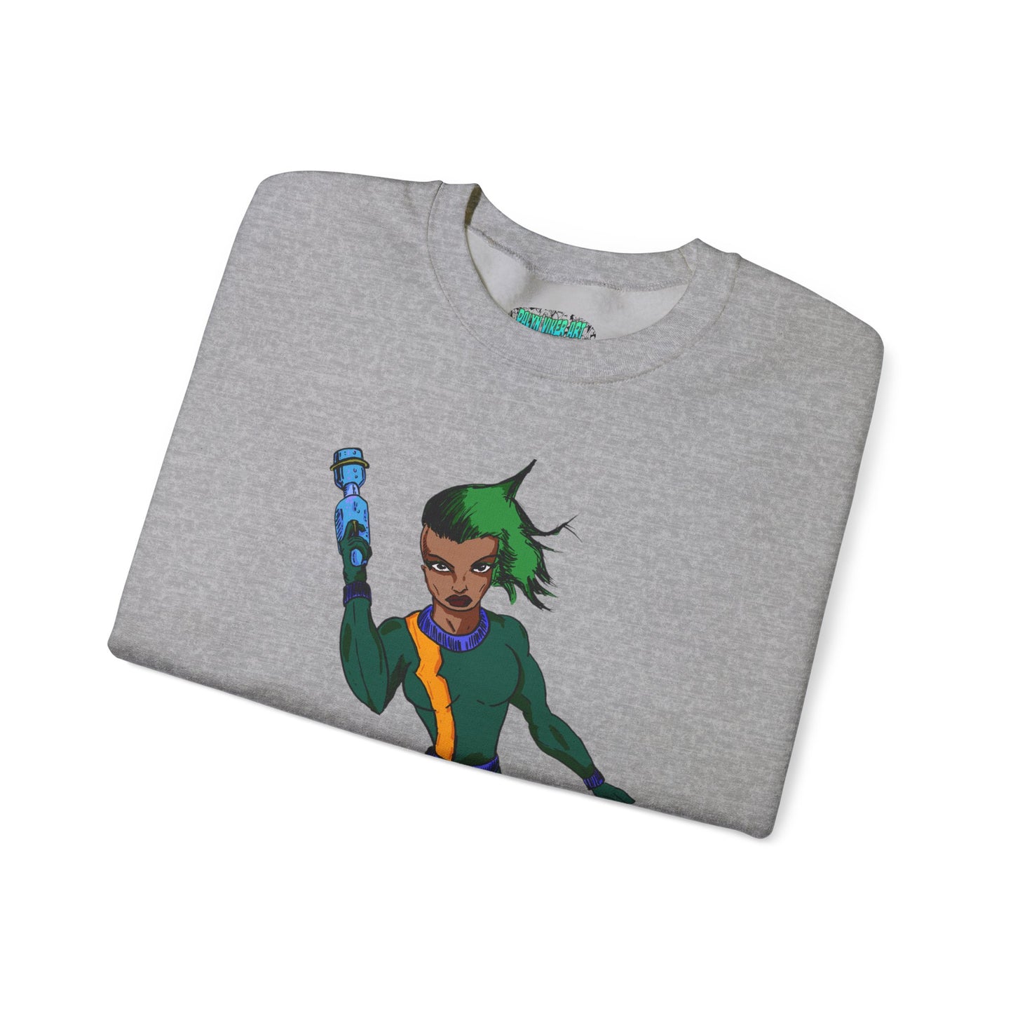 Heroic Vibes Crewneck Sweatshirt with Bold Design