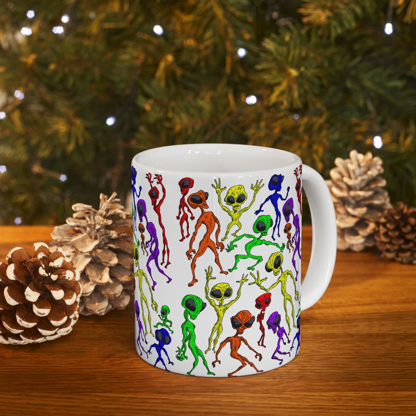 Alien Dance Party Ceramic Mug - Quirky Coffee Cup for Sci-Fi Lovers, Unique Gift for Birthdays, Parties, Holidays, Fun Kitchen Decor