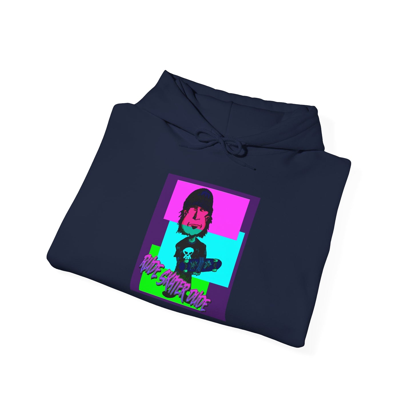 Retro Neon Rude Skater Dude Hoodie — Streetwear