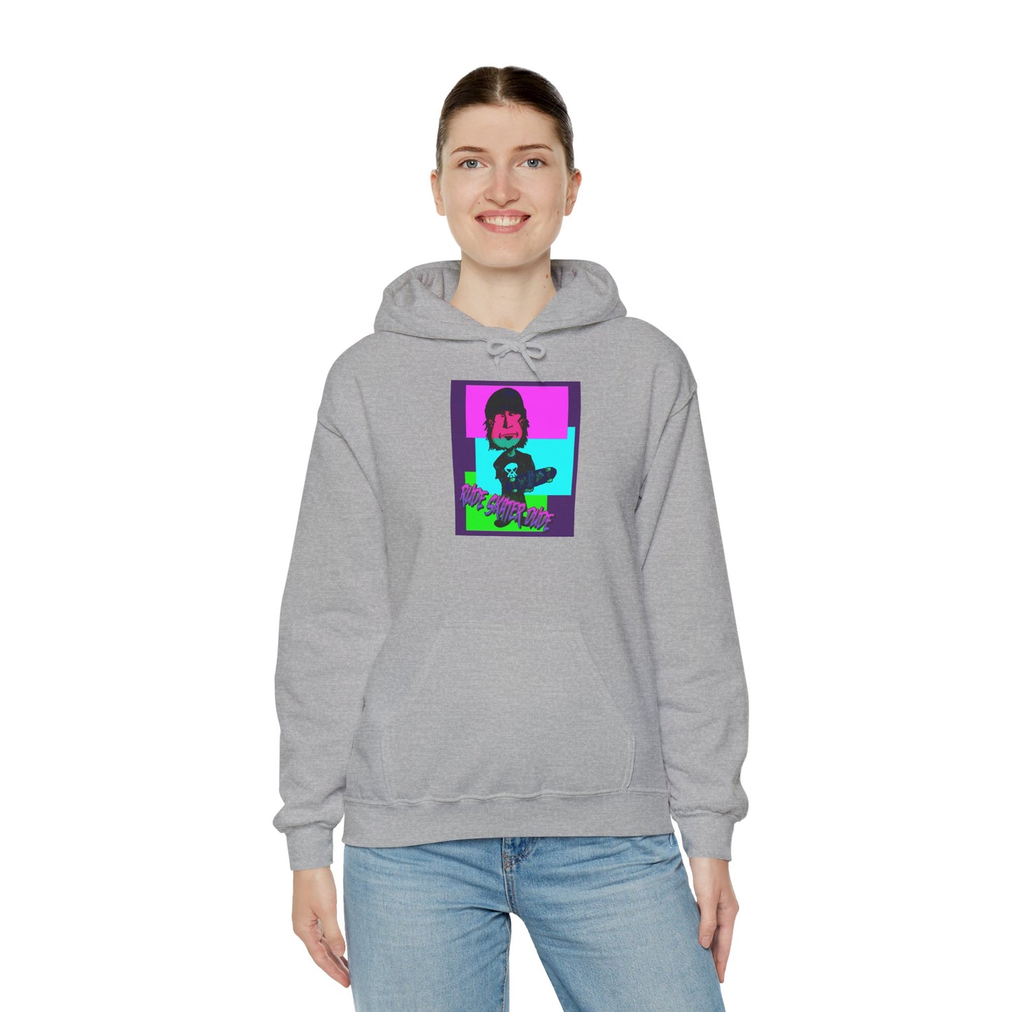 Retro Neon Rude Skater Dude Hoodie — Streetwear