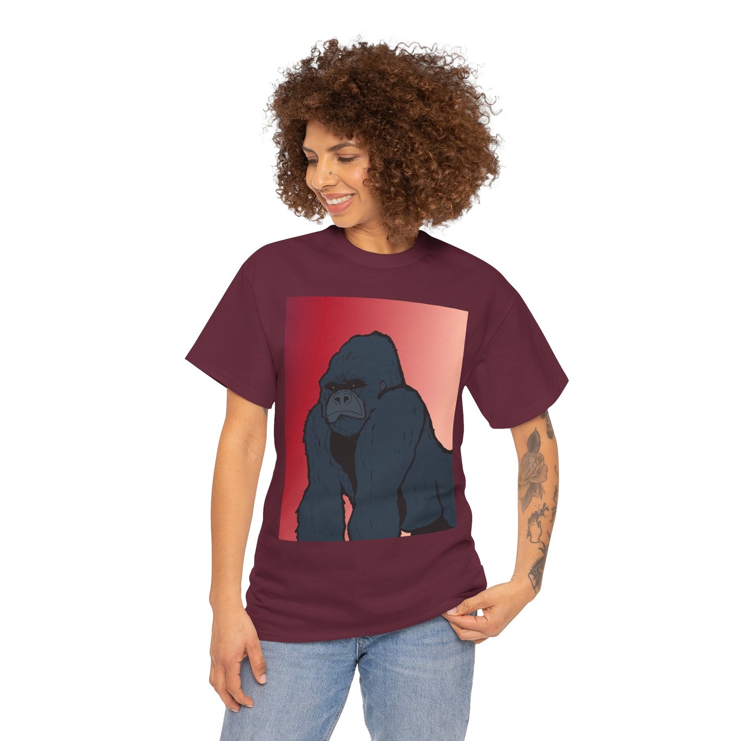 Gorilla Graphic Tee — Vintage Sunset Primate Illustration Shirt