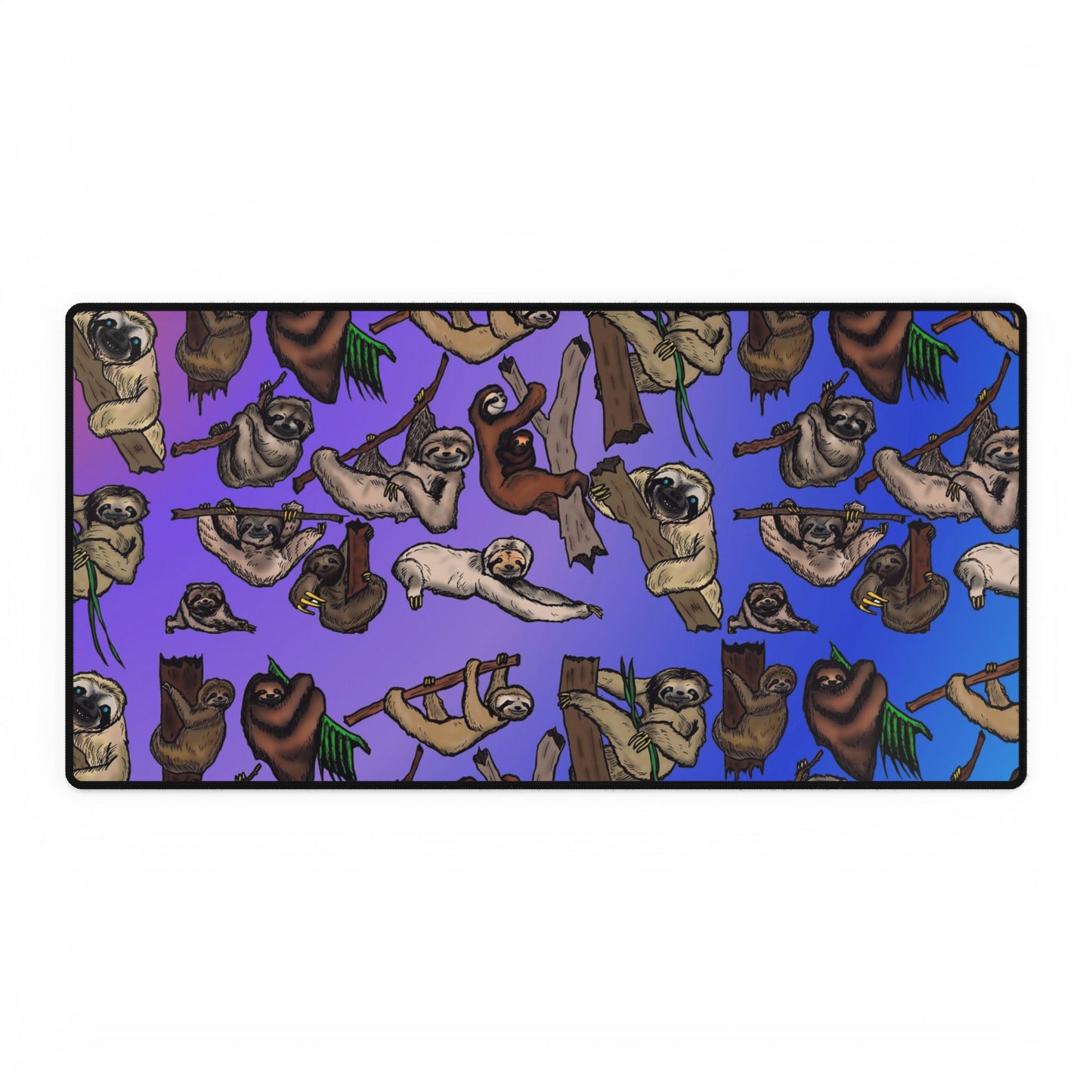 Sloth Pattern Desk Mat – Cute Relaxing Animal Mousepad for Office & Gaming and Card Playing Mat