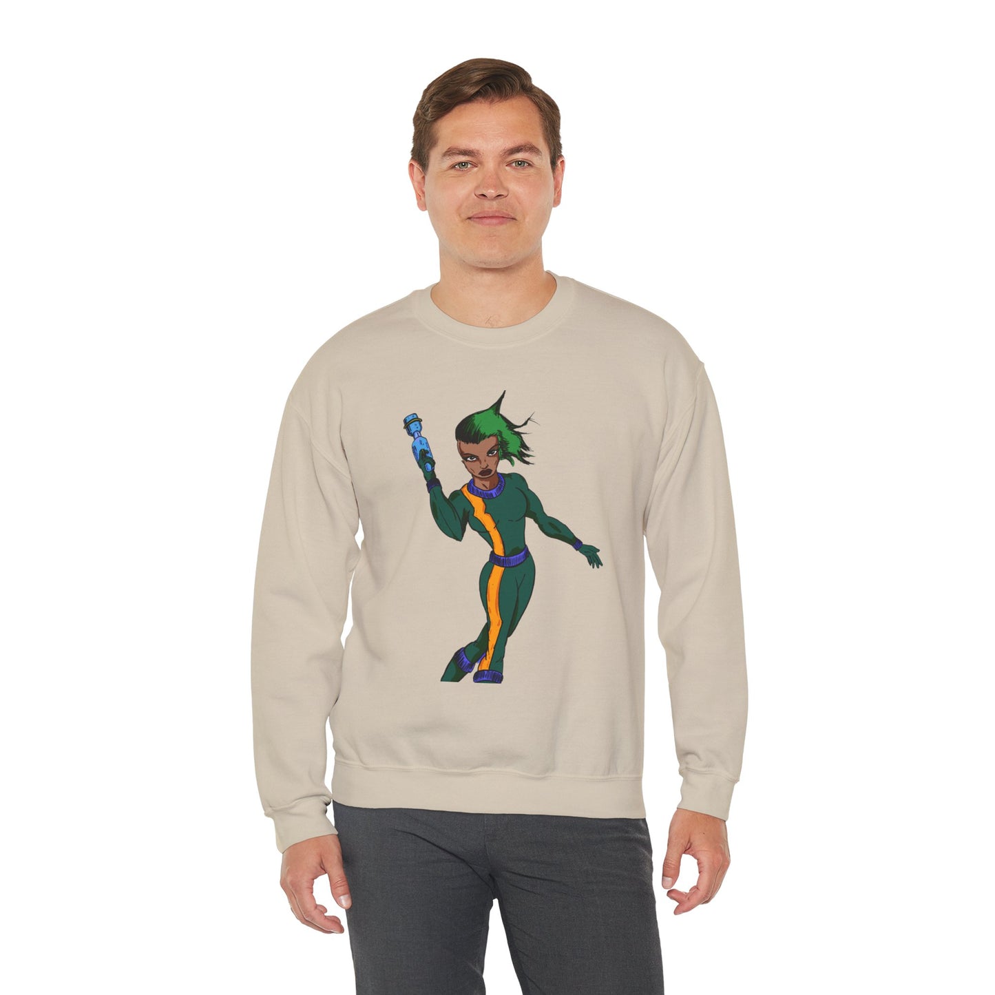 Heroic Vibes Crewneck Sweatshirt with Bold Design