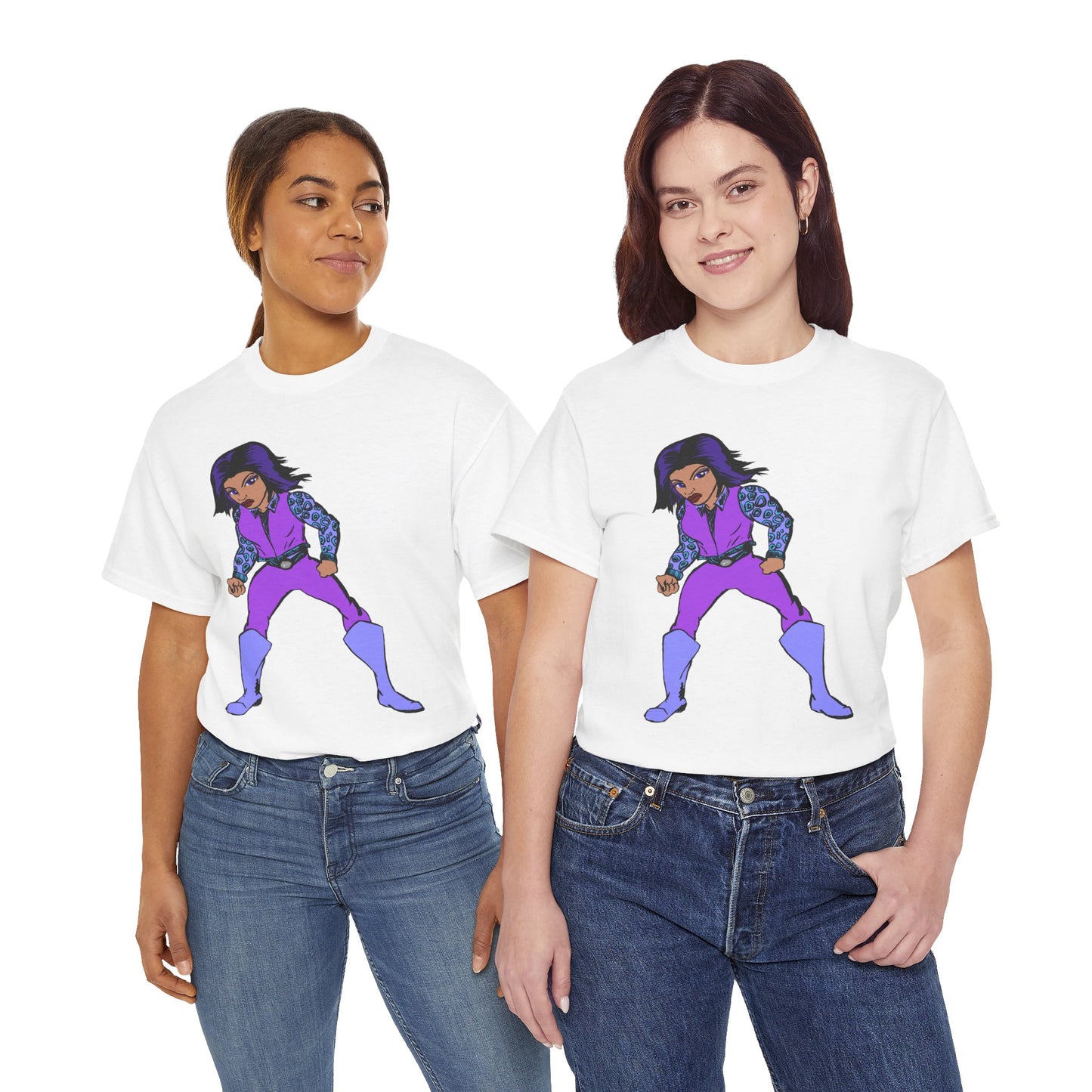 Retro Cartoon Hero Woman Character Unisex Heavy Cotton Tee, Vintage Graphic Tee, Fun T-Shirt, Gift for Fans, Casual Wear, Everyday Tee