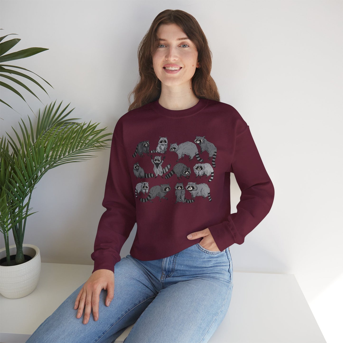 Playful Raccoon Crewneck Sweatshirt - Unisex Heavy Blend