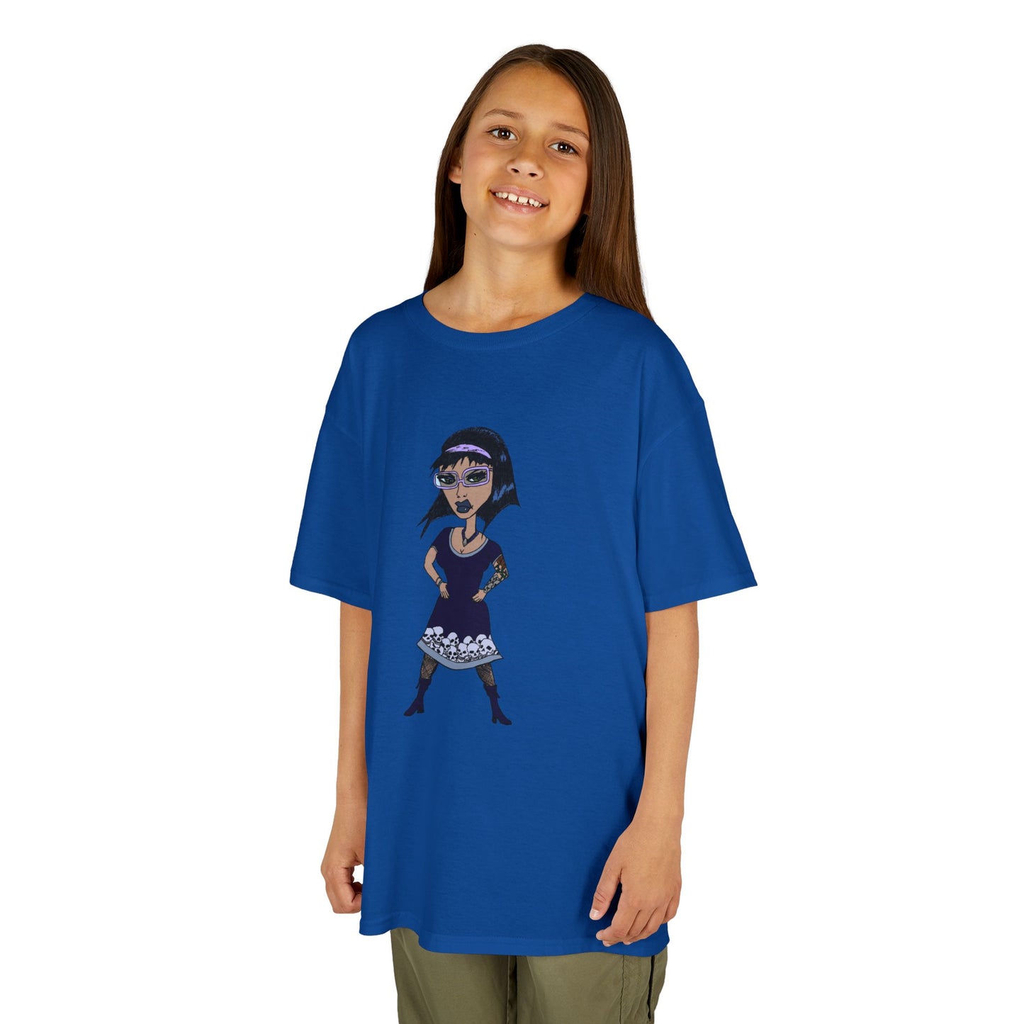 Kids Tee — Vintage Gothic Girl Cartoon Graphic Tee for Children