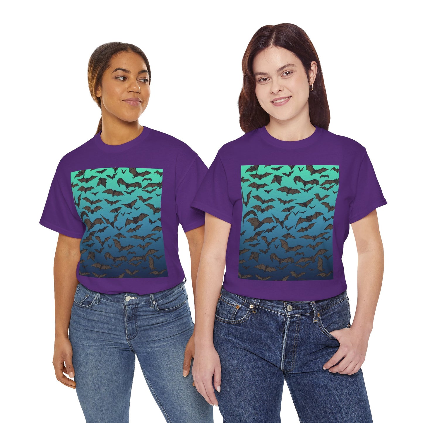 Bat Swarm Graphic Tee — Gradient Night Flight T-Shirt