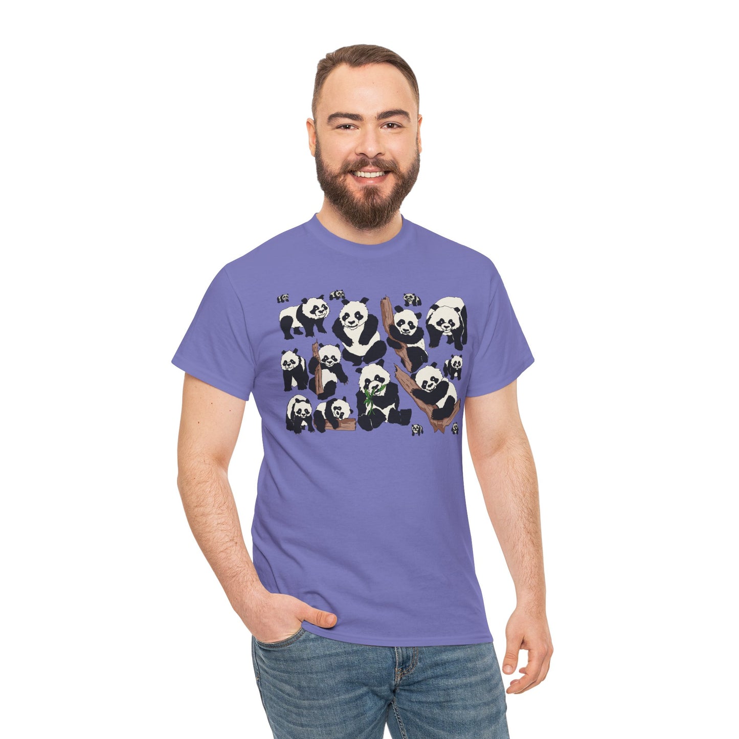 Cute Panda Design Unisex Heavy Cotton Tee | Animal Lover Gift, Casual Wear, Eco-Friendly Apparel, Nature Enthusiast Clothing