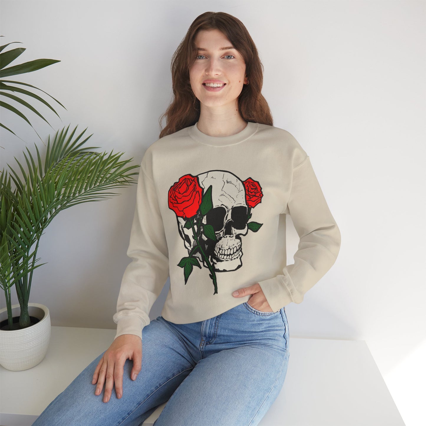 Skull and Roses Crewneck Sweatshirt