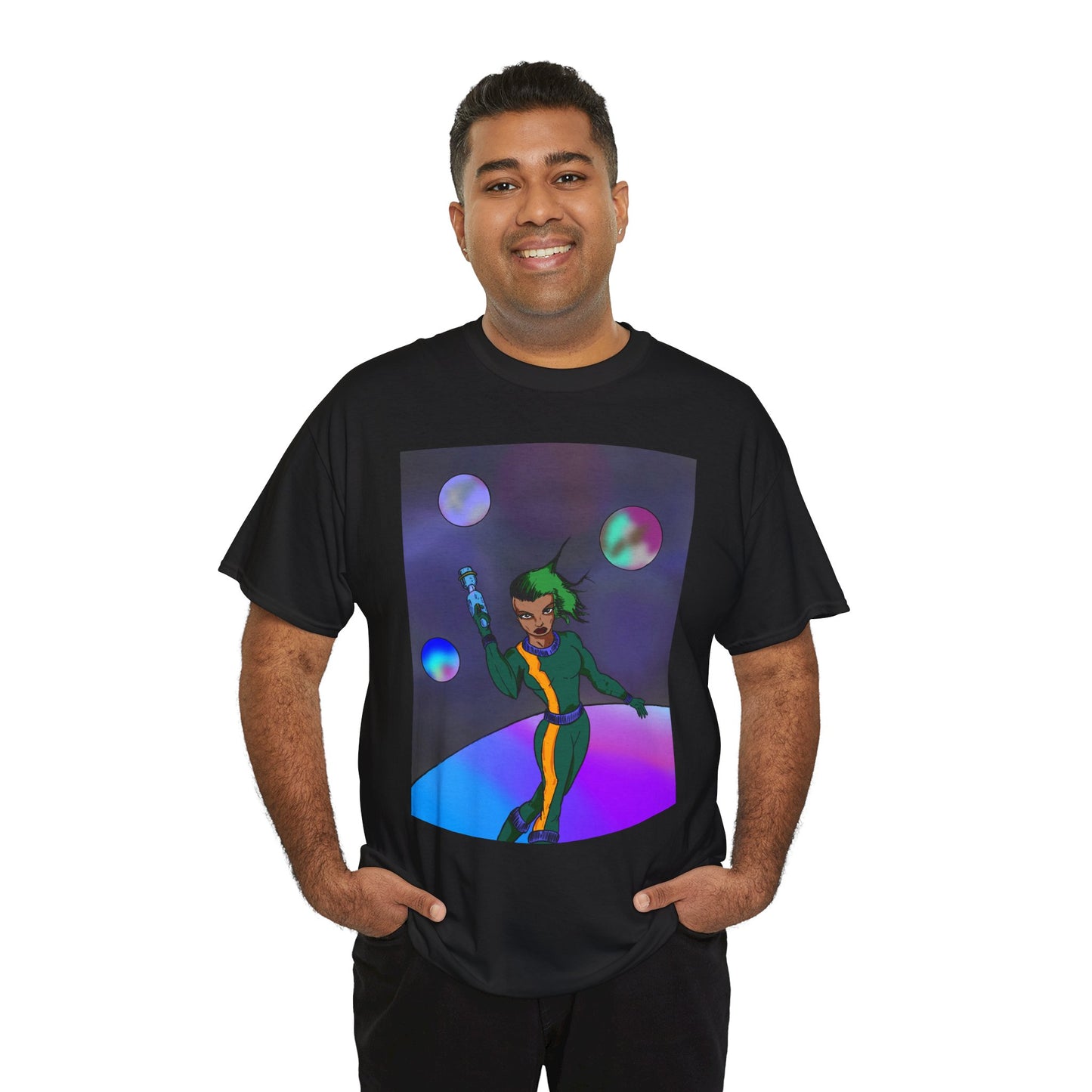 Cosmic Hero Vibe Tee - Unisex Heavy Cotton Tee, Space Art Shirt, Retro Sci-Fi T-Shirt, Gift for Space Lovers, Unique Graphic Tee
