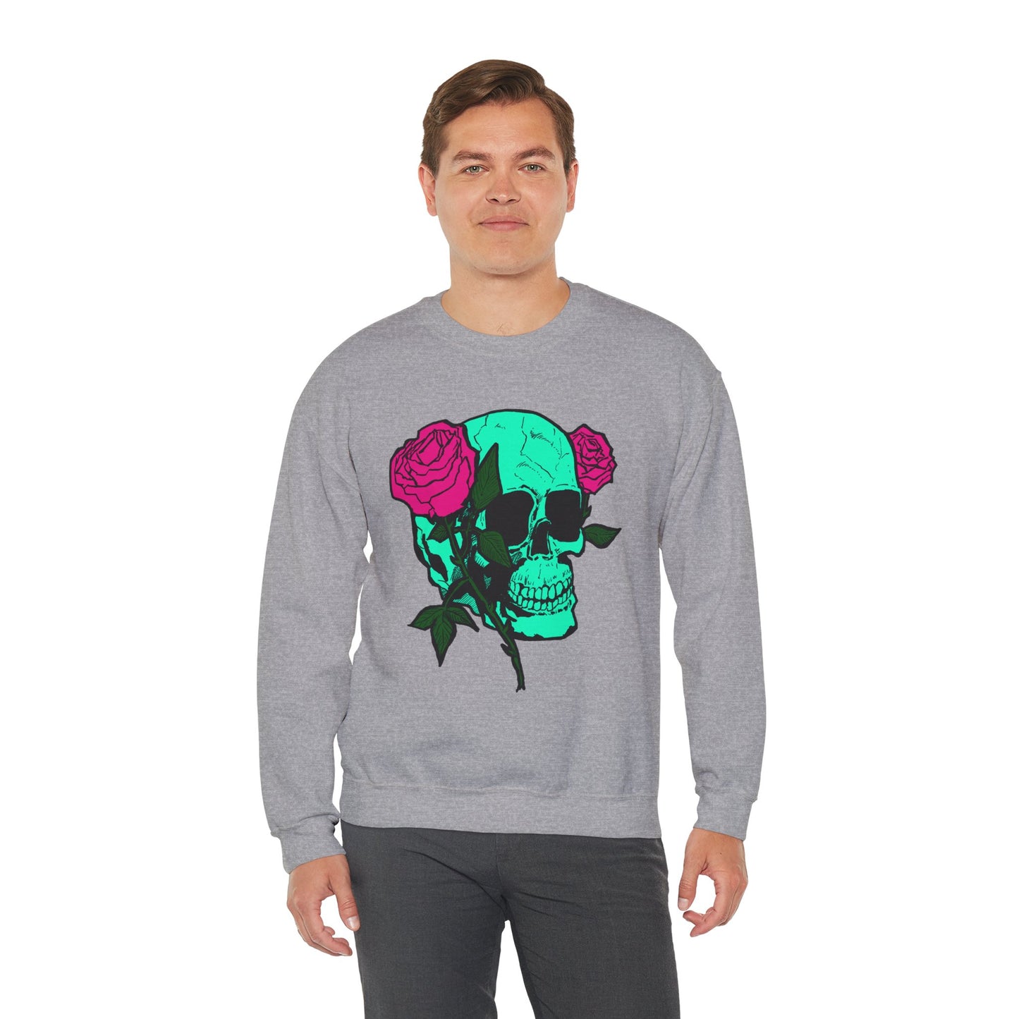 Skull and Roses Crewneck Sweatshirt for Trendsetters