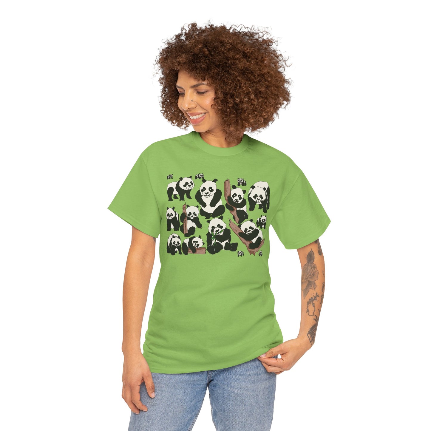 Cute Panda Design Unisex Heavy Cotton Tee | Animal Lover Gift, Casual Wear, Eco-Friendly Apparel, Nature Enthusiast Clothing