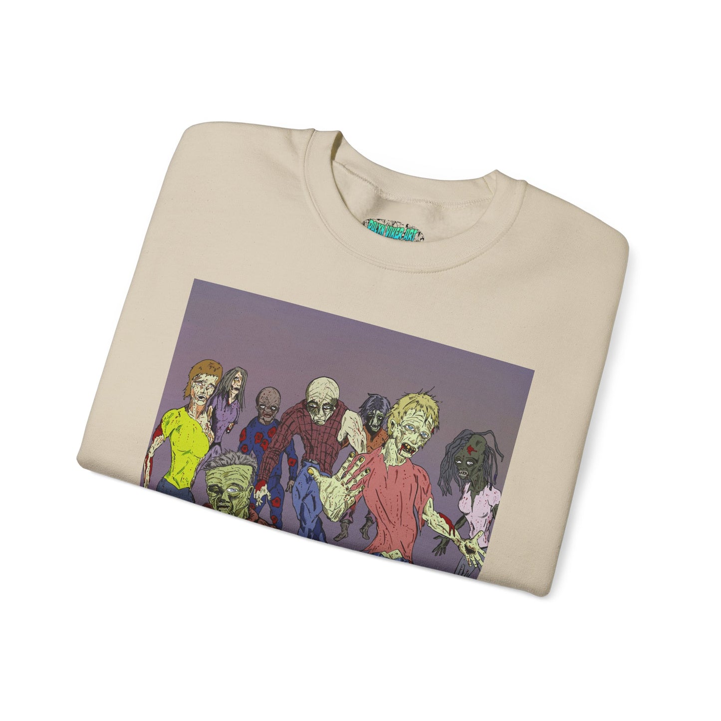 Zombie-Themed Unisex Crewneck Sweatshirt - Perfect for Halloween and Horror Lovers
