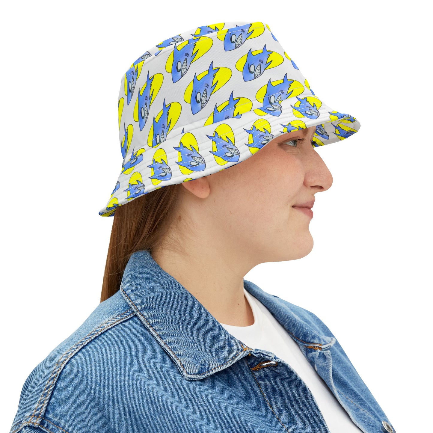 Colorful Shark-Themed Bucket Hat, Fun Summer Accessory, Perfect for Festivals, Gifts for Sea Life Lovers, Unique Animal Print Hat