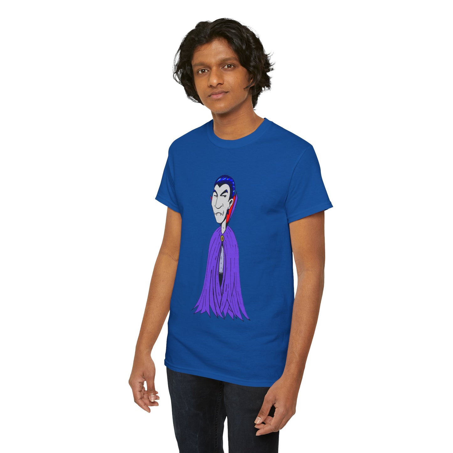 Vampire Cartoon Tee - Cute Purple Cloak Dracula Graphic T-Shirt