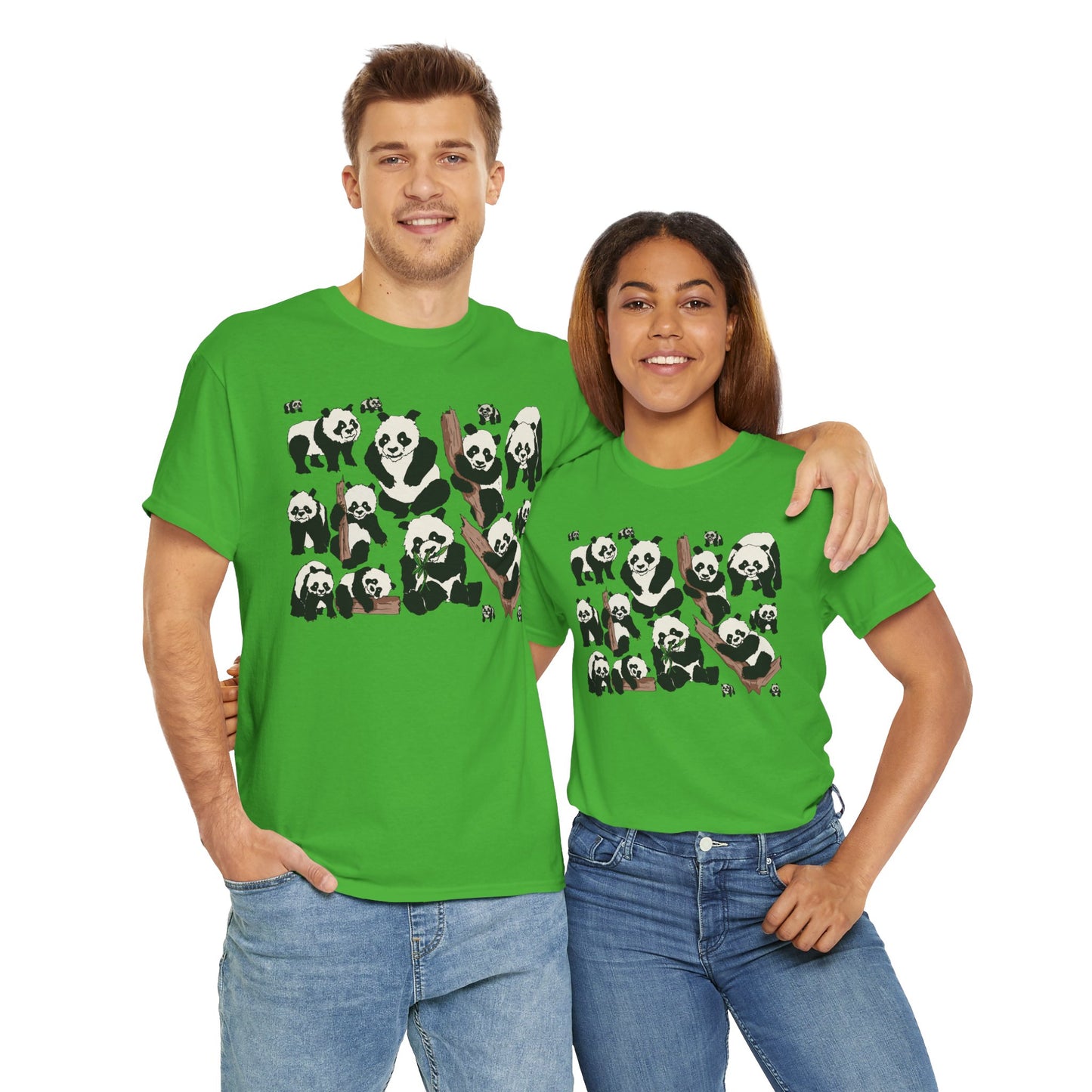 Cute Panda Design Unisex Heavy Cotton Tee | Animal Lover Gift, Casual Wear, Eco-Friendly Apparel, Nature Enthusiast Clothing