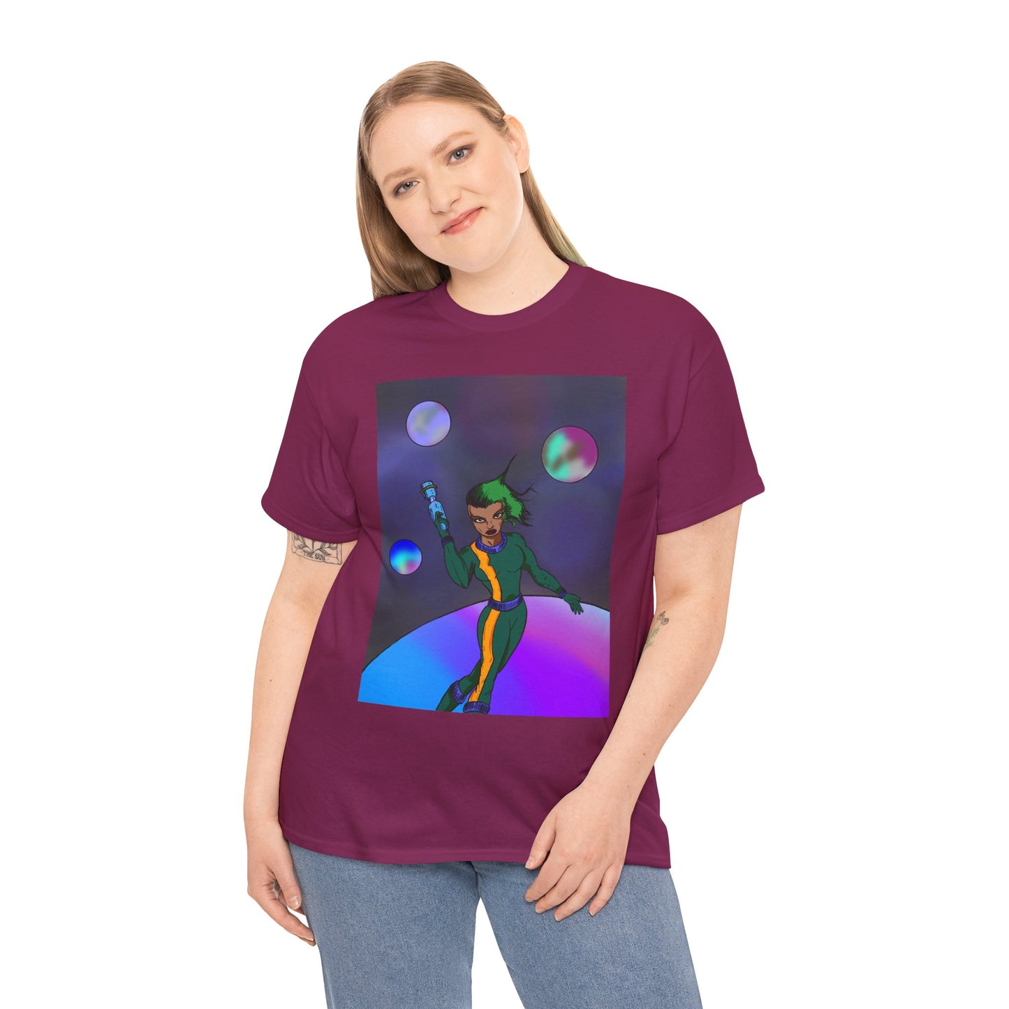 Cosmic Hero Vibe Tee - Unisex Heavy Cotton Tee, Space Art Shirt, Retro Sci-Fi T-Shirt, Gift for Space Lovers, Unique Graphic Tee