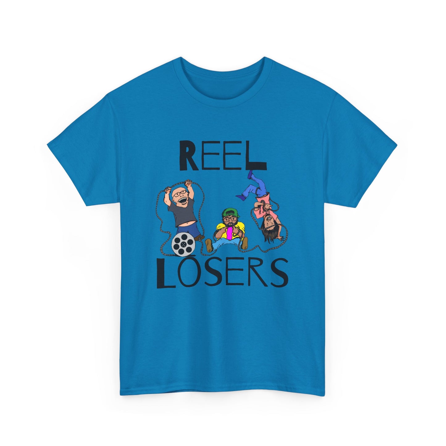 Reel Losers Podcast Unisex Heavy Cotton Tee, Funny Graphic Shirt, Casual Everyday Wear, Gift for Movie Lovers, Humor T-Shirt