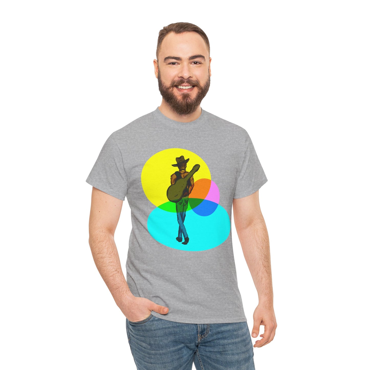 Cowboy Guitar Tee — Colorful Music T‑Shirt
