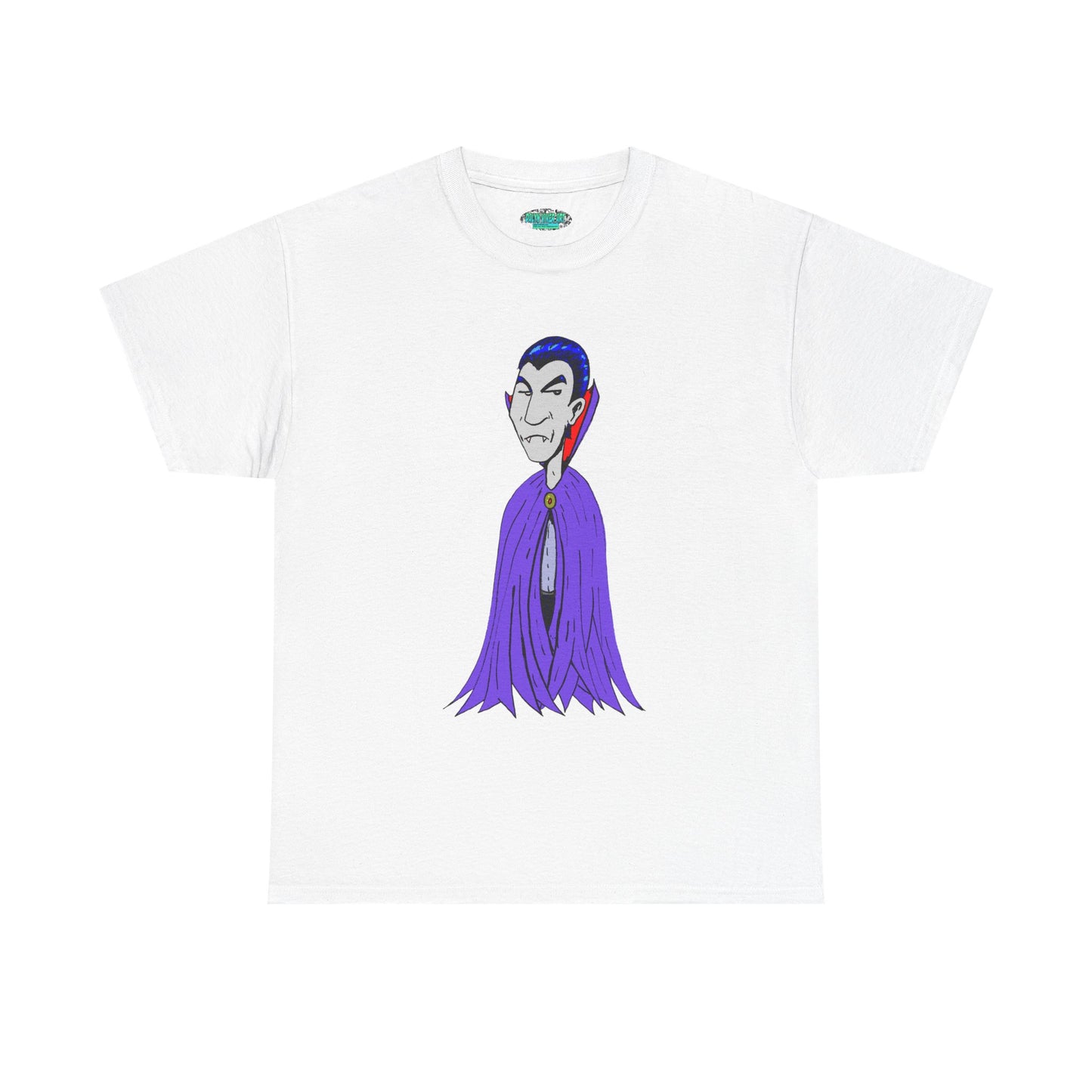 Vampire Cartoon Tee - Cute Purple Cloak Dracula Graphic T-Shirt