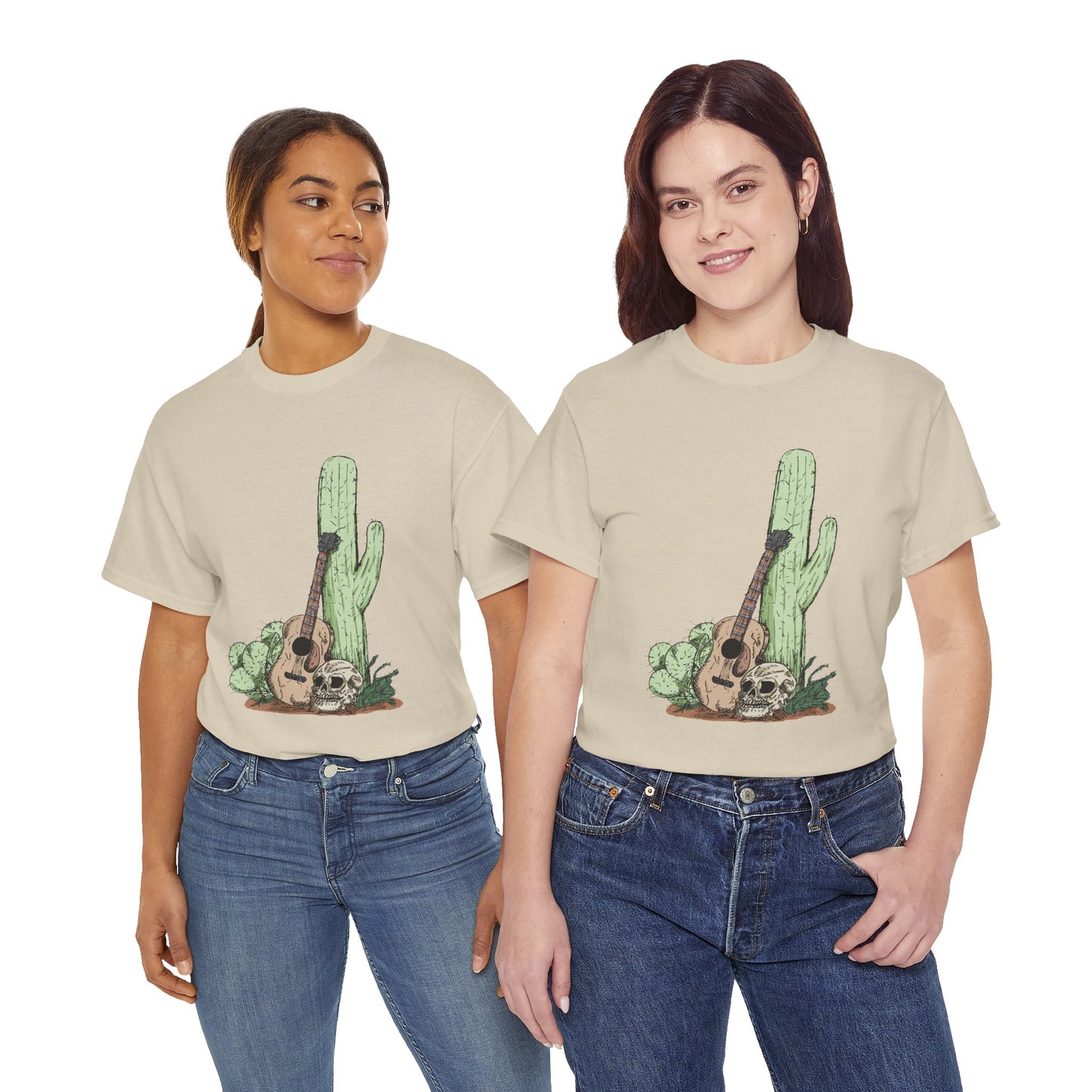 Desert Vibe Graphic Tee - Unisex Heavy Cotton Shirt, Boho Cactus Shirt, Guitar Lover's Gift, Summer Top, Music T-Shirt