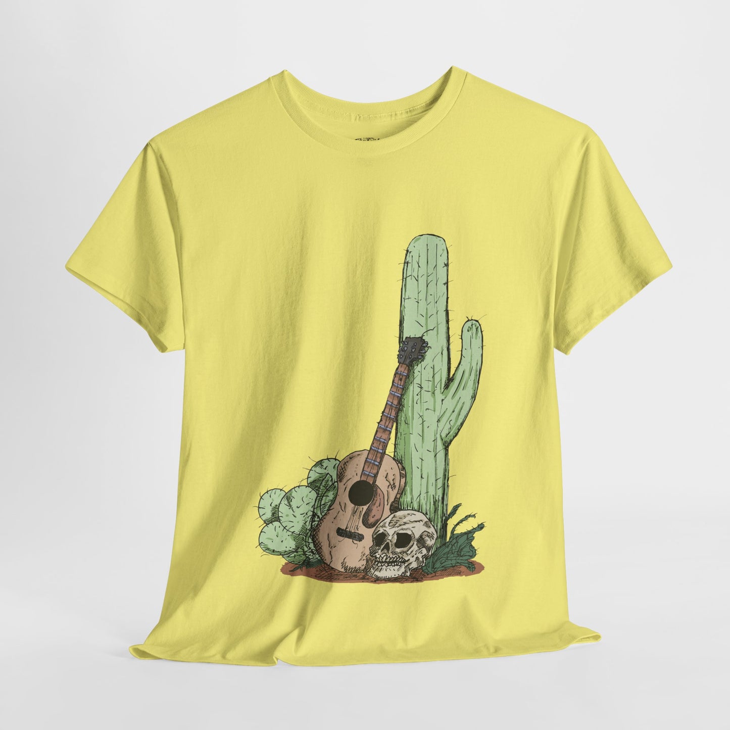 Desert Vibe Graphic Tee - Unisex Heavy Cotton Shirt, Boho Cactus Shirt, Guitar Lover's Gift, Summer Top, Music T-Shirt
