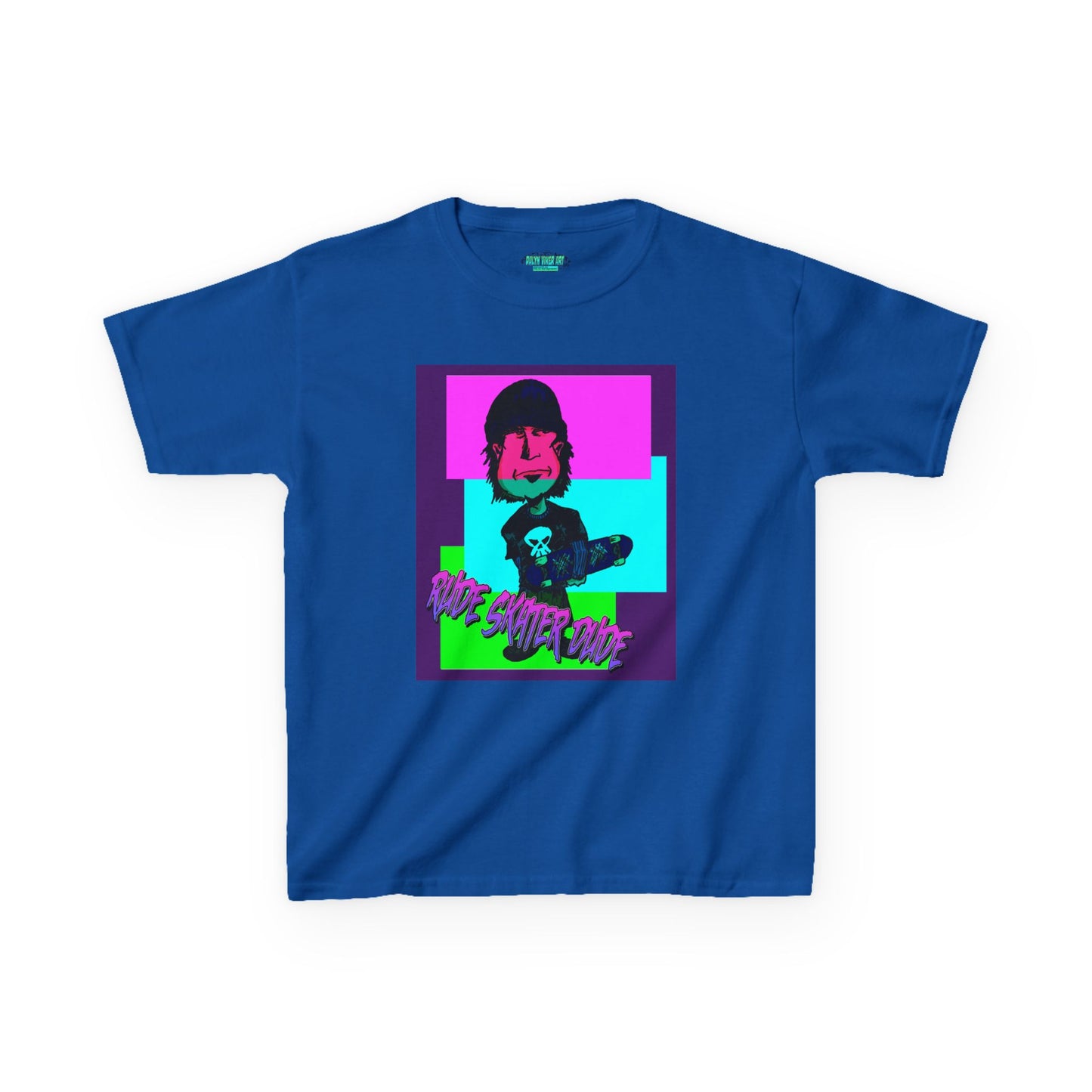 Kids Tee — Retro Neon Rude Skater Dude Kid Graphic T-Shirt