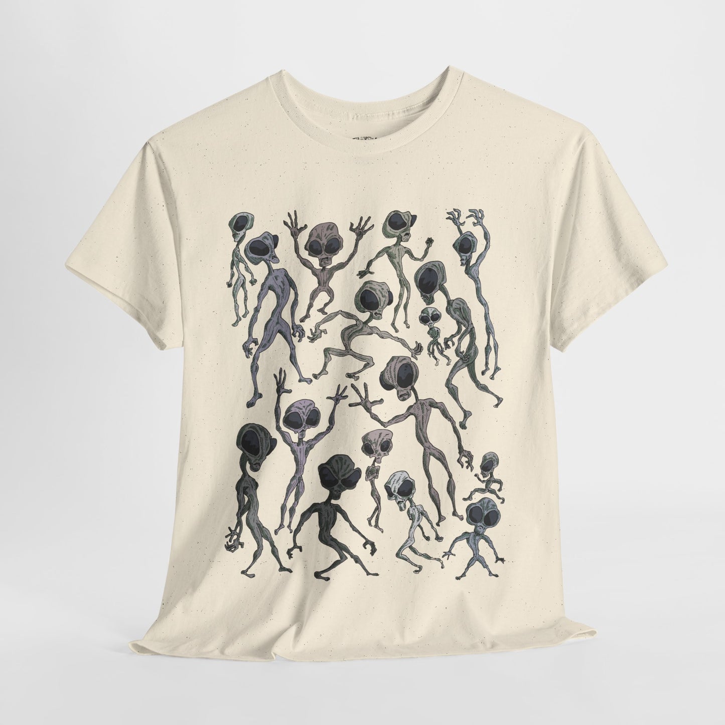 Funky Alien Dance Party Tee, Unisex Heavy Cotton Shirt, Fun Graphic Tee, Casual Wear for Parties, Unique Gift for Alien Lovers