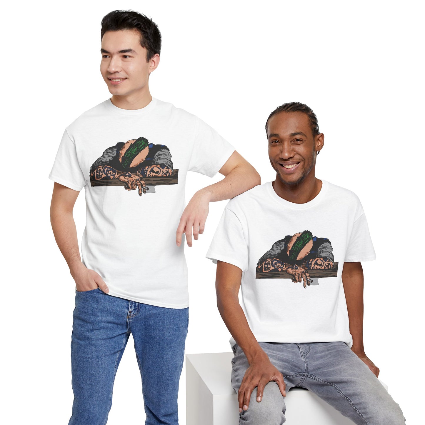 Punk and Done Stylish Unisex Heavy Cotton Tee with Artistic Print, Casual Tee, Graphic T-Shirt, Gift for Art Lovers, Everyday Wear, Unique Art Apparel