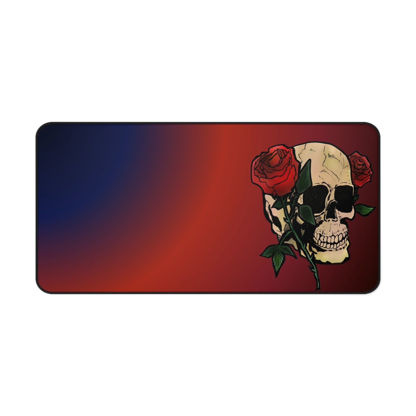 Skull & Roses Gradient Desk Mat — Gothic Gaming Mouse Pad