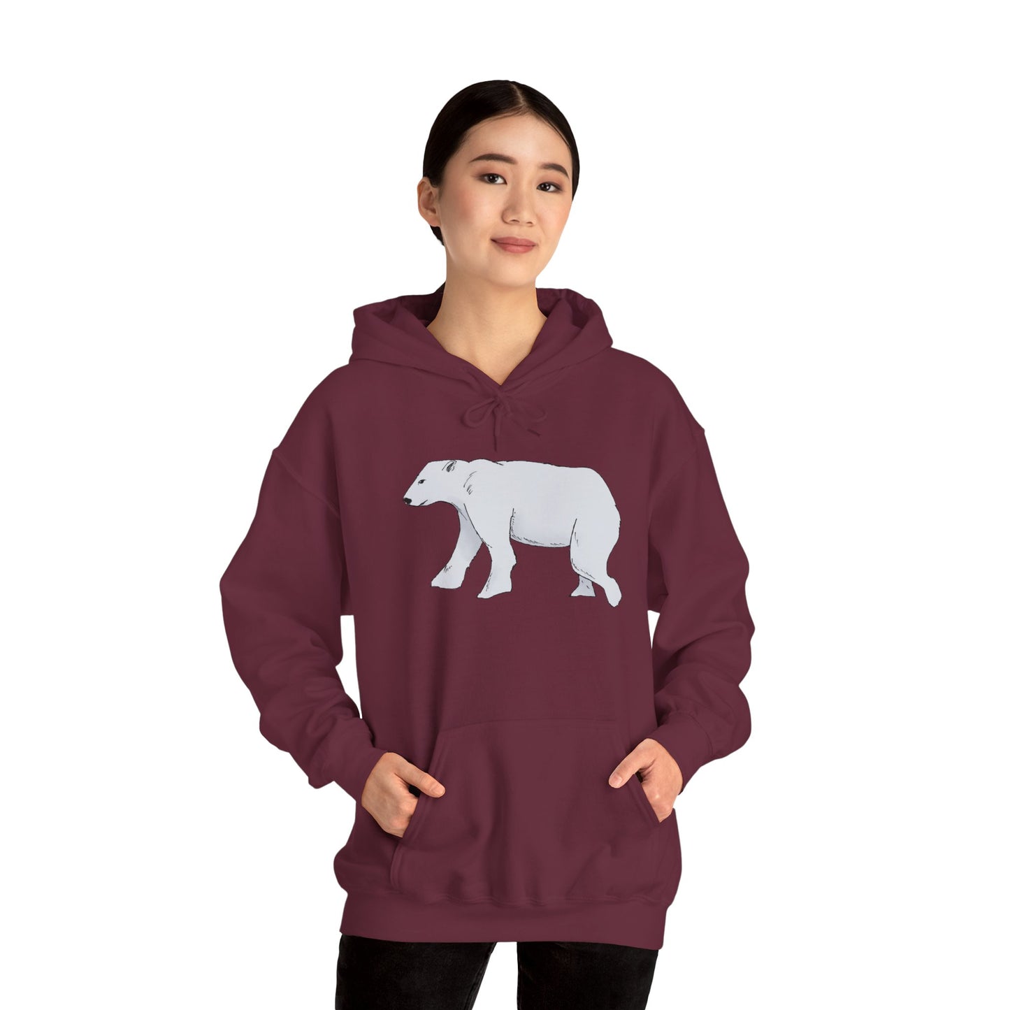 Cozy Polar Bear Hoodie - Warm Winter Fashion, Unisex Sweatshirt, Gift for Animal Lovers, Perfect for Cold Days, Cute Outdoor Wear