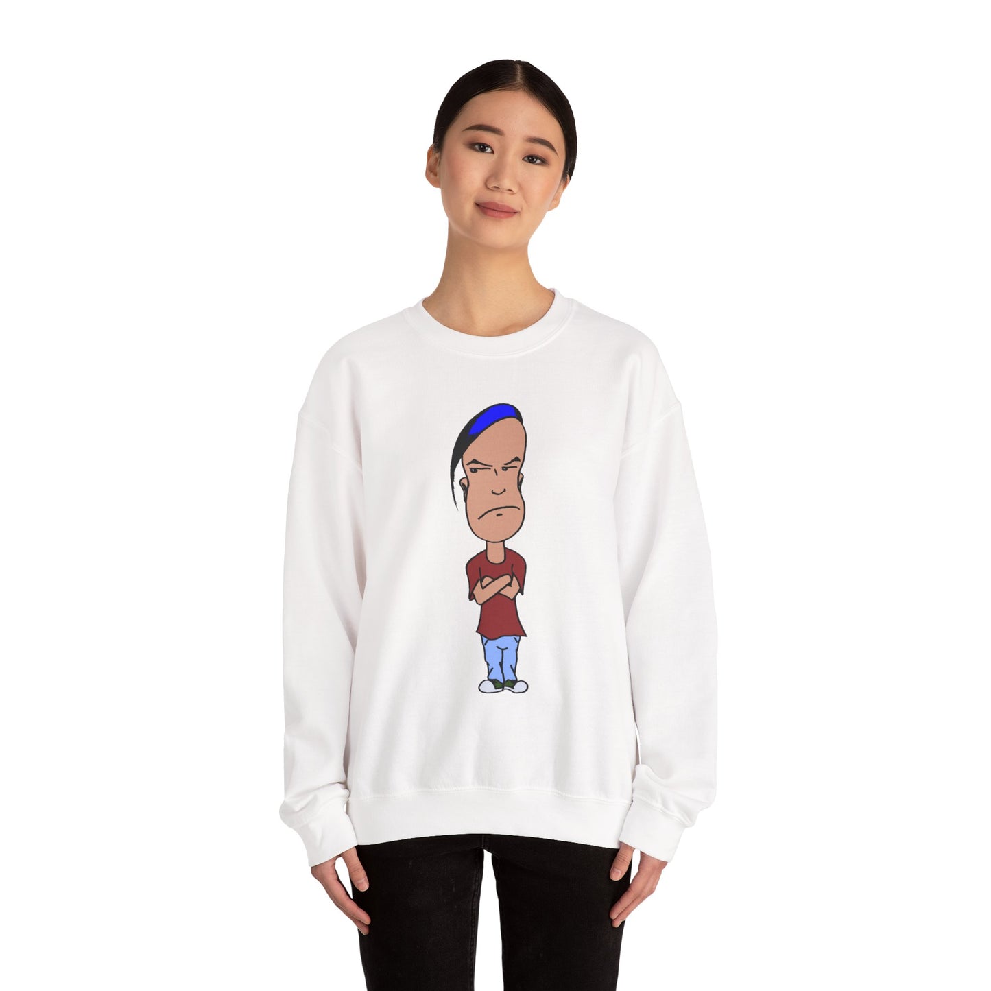 Smug Cartoon Graphic Crewneck Sweatshirt for Casual Style