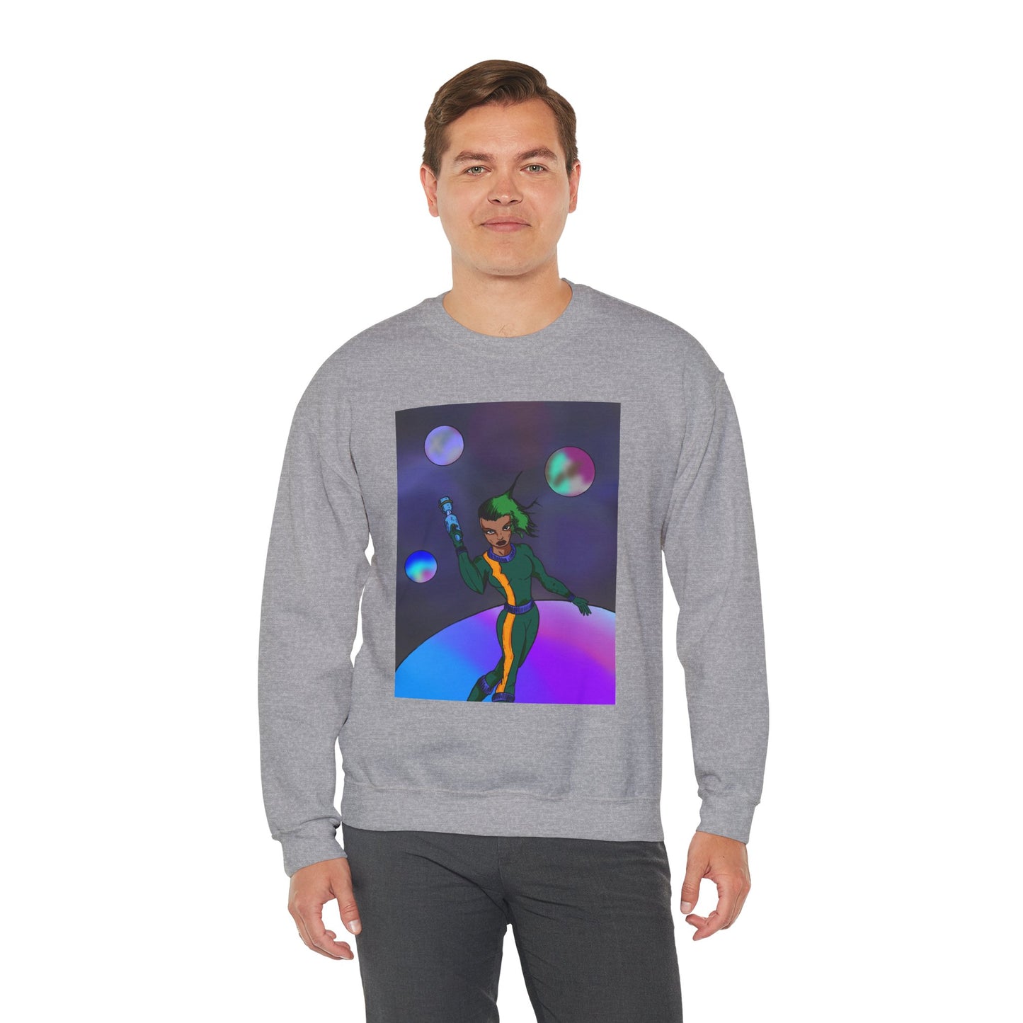 Cosmic Character Crewneck Sweatshirt – Fun, Unisex Design for Casual Style