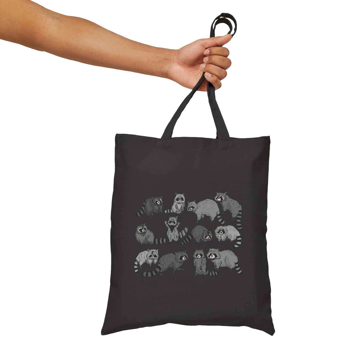 Raccoon Sketches Canvas Tote Bag – Cute Raccoons Illustration Reusable Grocery Bag