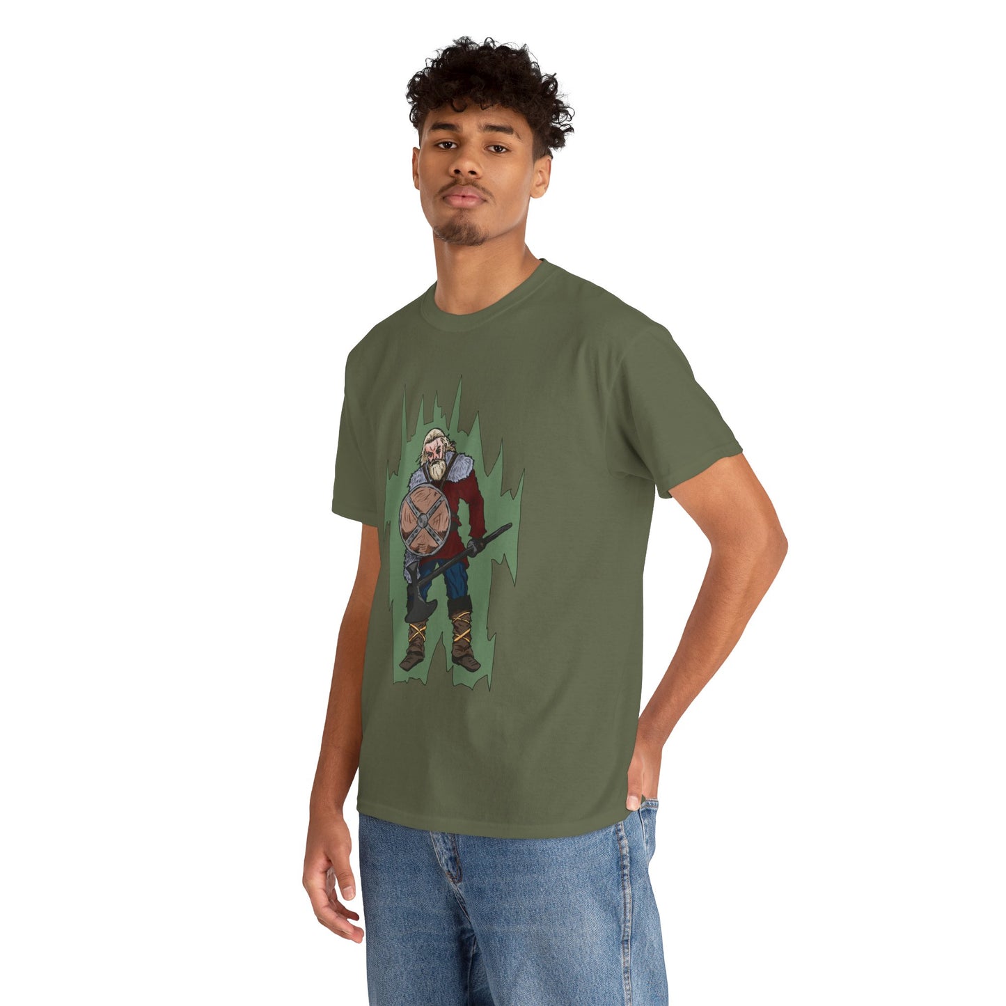 Epic Warrior Graphic Tee, Unisex Heavy Cotton Shirt, Casual Wear, Gamer Gift, Medieval Art Clothing, Battle Theme Fashion