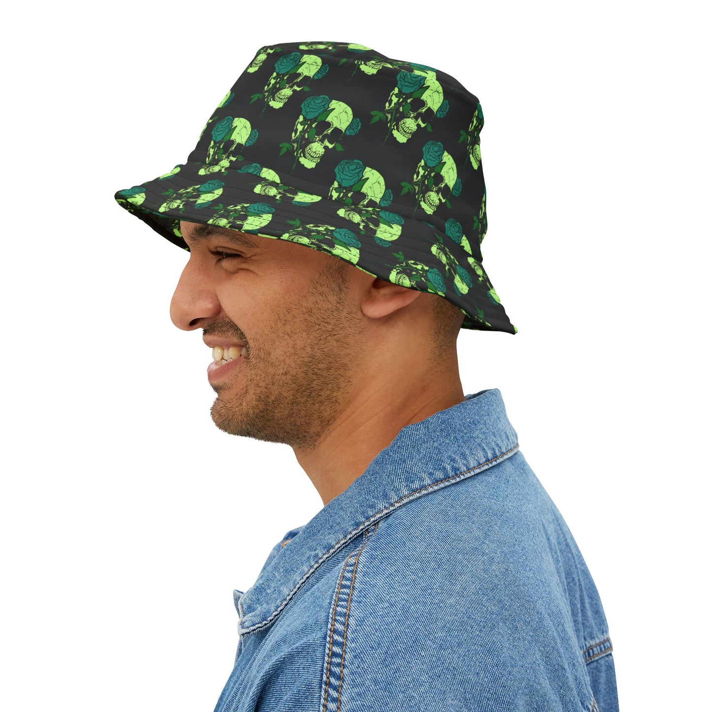 Gothic Rose Skull Bucket Hat, Trendy AOP Hat, Festival Headwear, Unisex Summer Accessory, Edgy Gift Idea, Streetwear Fashion