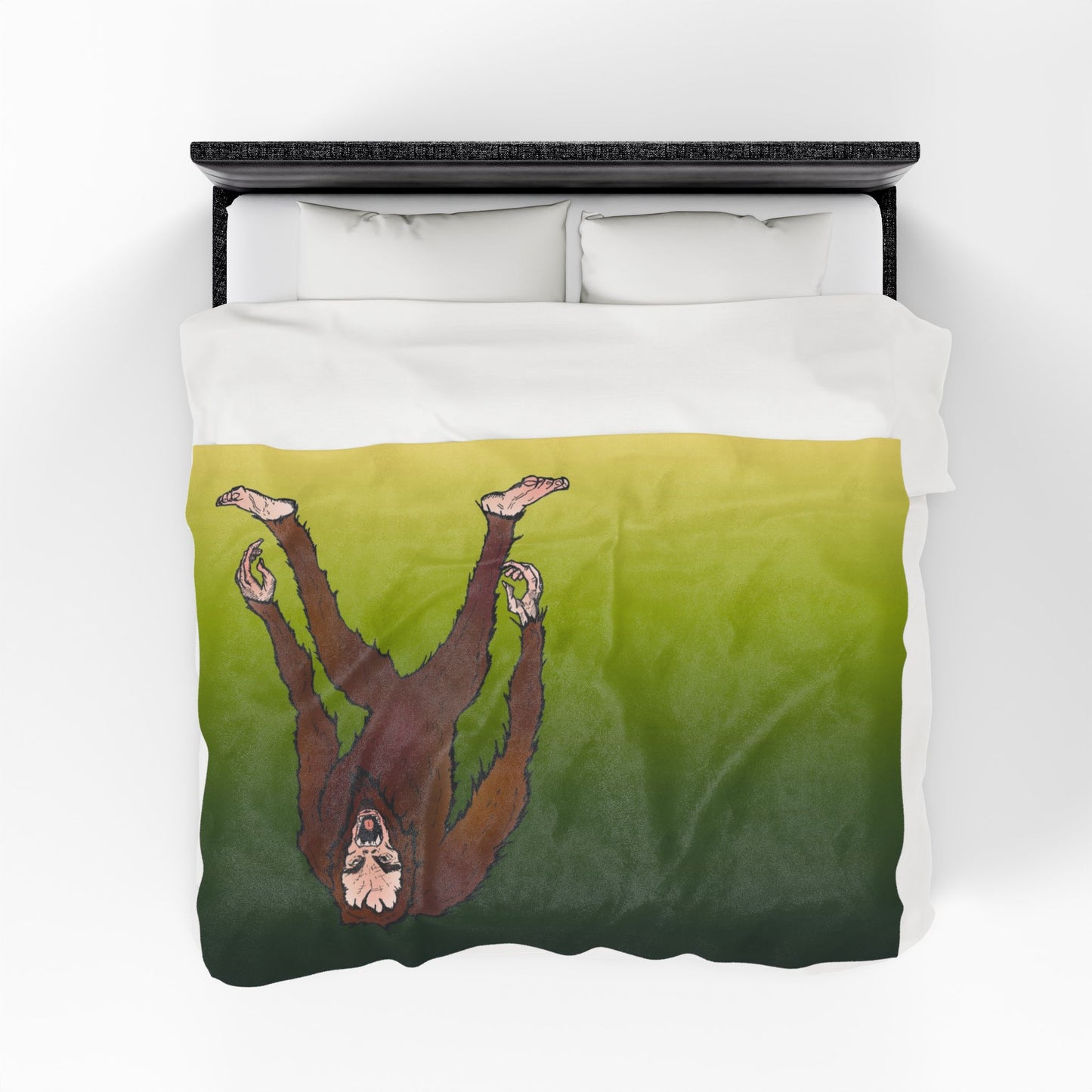 Bigfoot Encounter - Sasquatch Gradient Velveteen Plush Blanket — Soft Green Bigfoot Throw