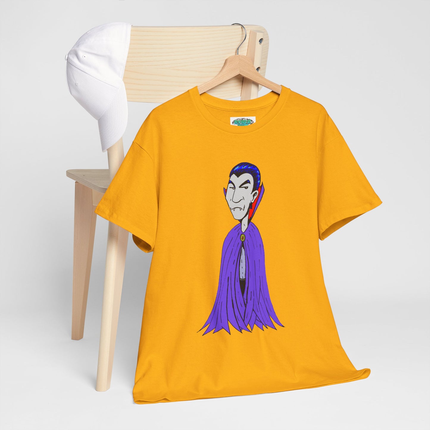 Vampire Cartoon Tee - Cute Purple Cloak Dracula Graphic T-Shirt