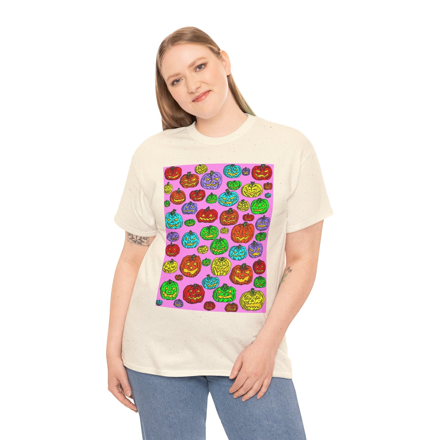 Colorful Pumpkin Graphic Tee, Unisex Cotton T-Shirt, Halloween Costume, Fall Apparel, Trendy Graphic Shirt, Casual Wear