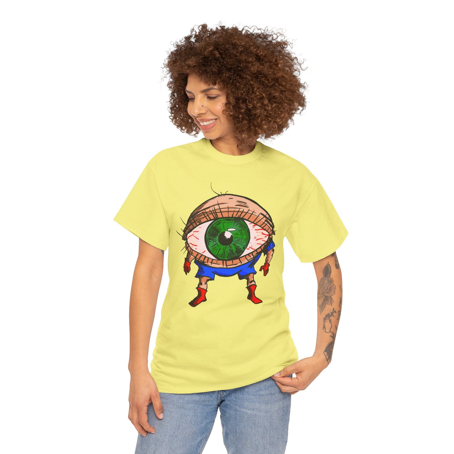 Terrif-EYE-ing - Whimsical Unisex Heavy Cotton Tee with Eye Design