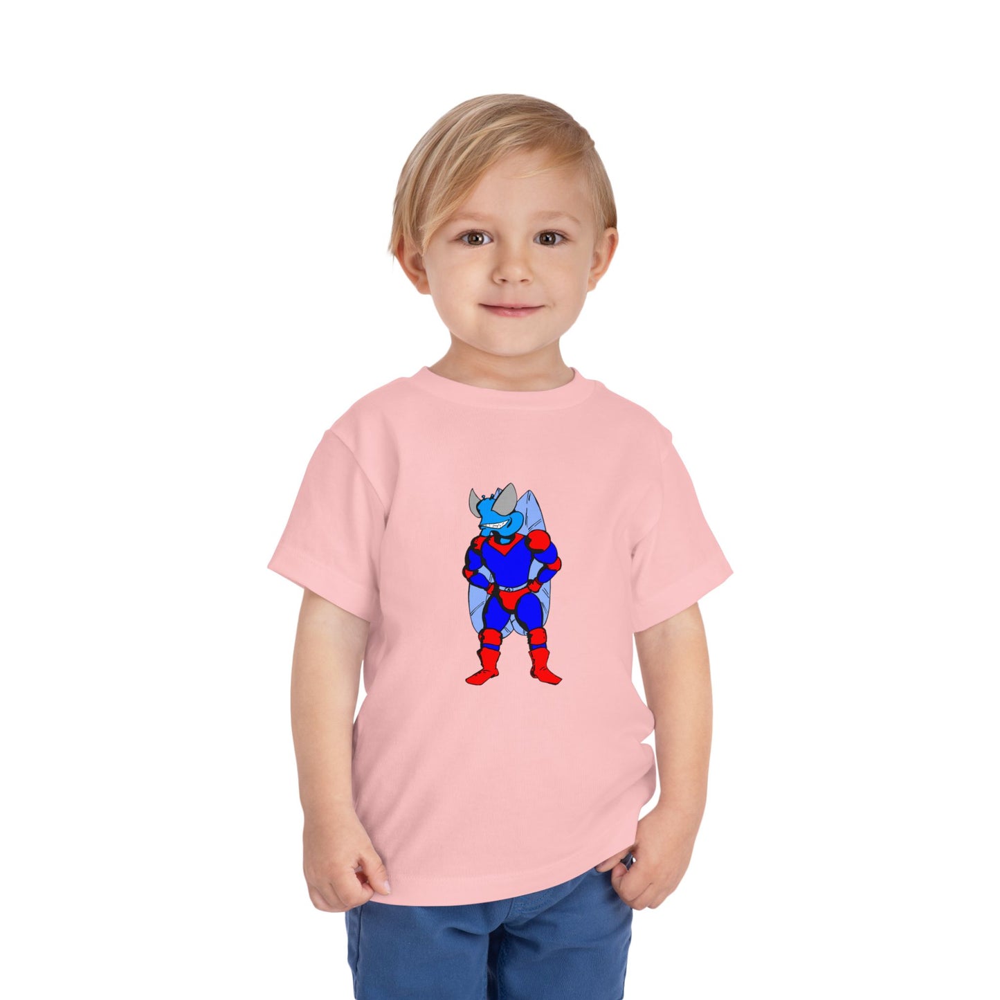 Astro-Fly Toddler Tee — Brave Blue Superhero Bug Graphic