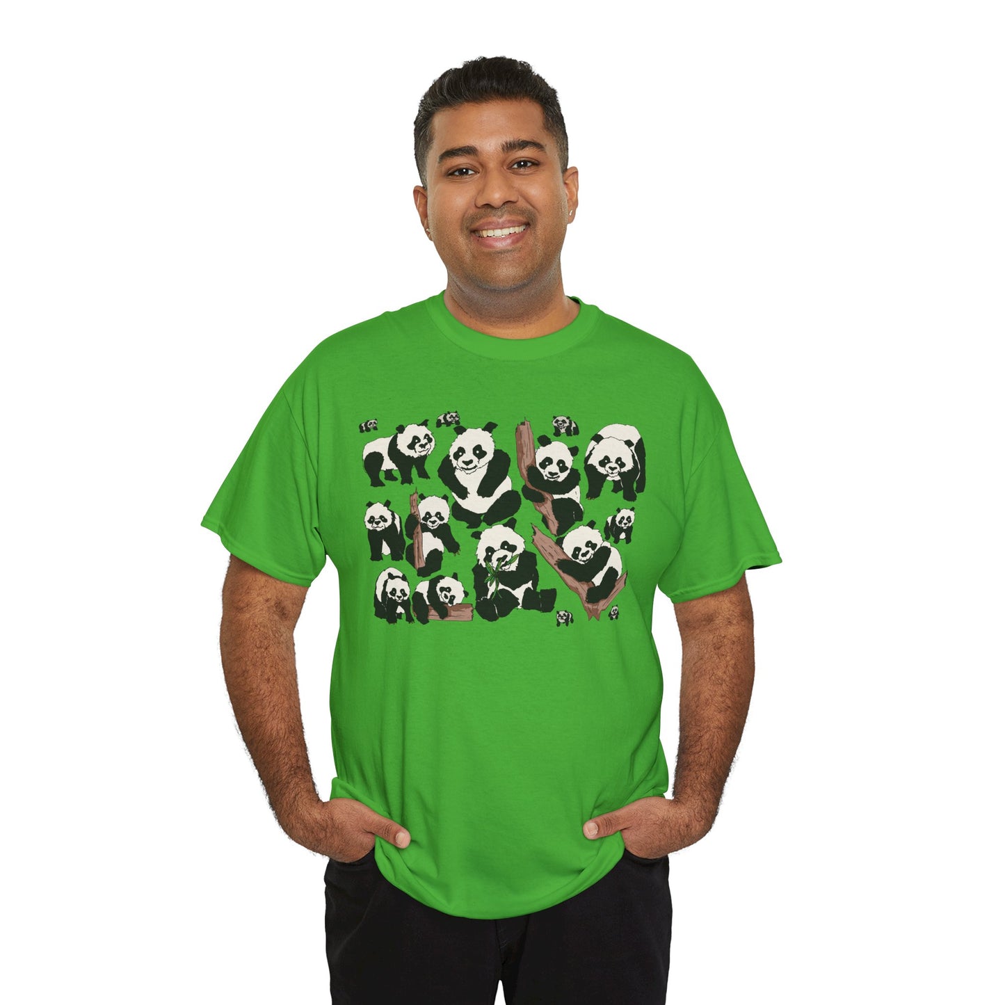Cute Panda Design Unisex Heavy Cotton Tee | Animal Lover Gift, Casual Wear, Eco-Friendly Apparel, Nature Enthusiast Clothing