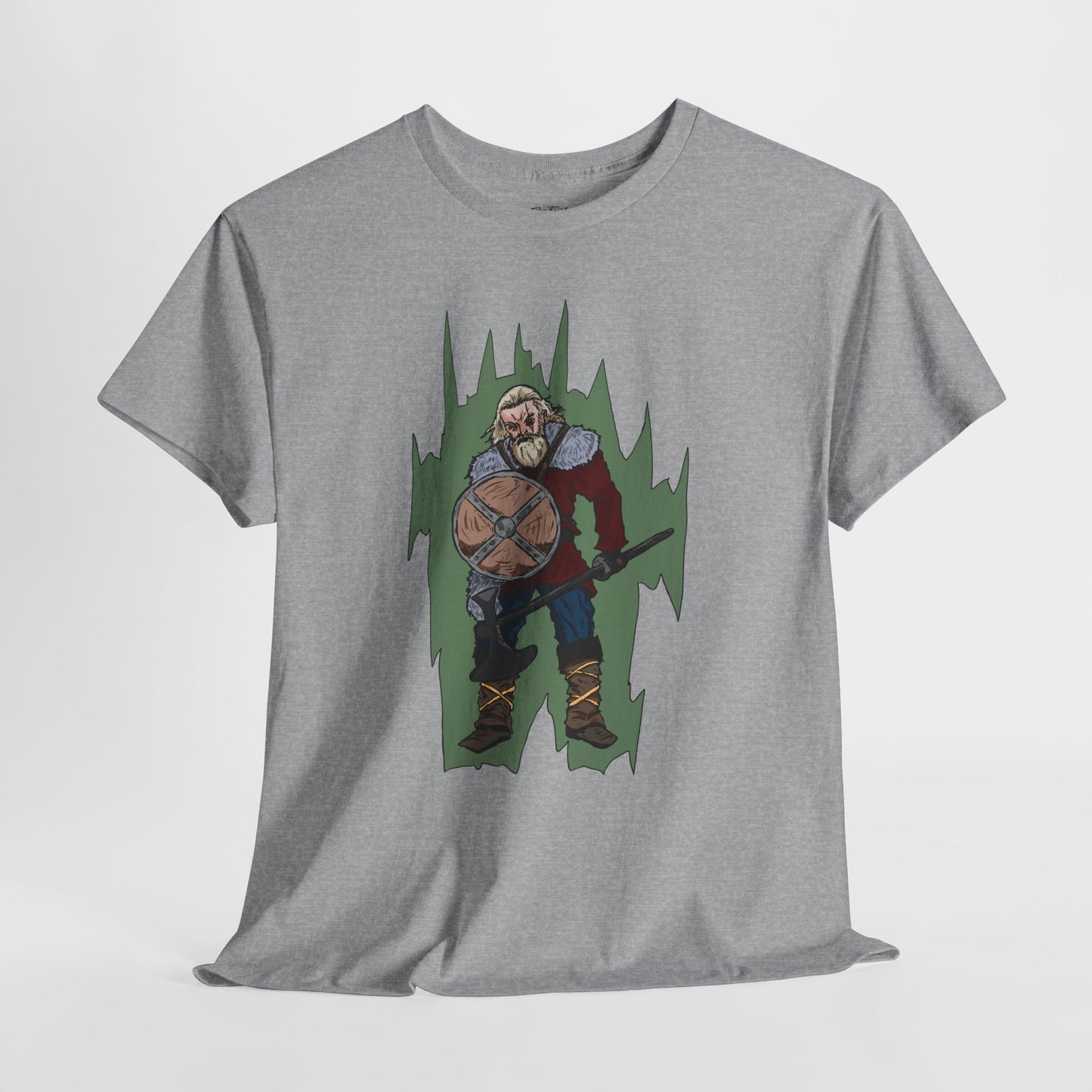 Epic Warrior Graphic Tee, Unisex Heavy Cotton Shirt, Casual Wear, Gamer Gift, Medieval Art Clothing, Battle Theme Fashion